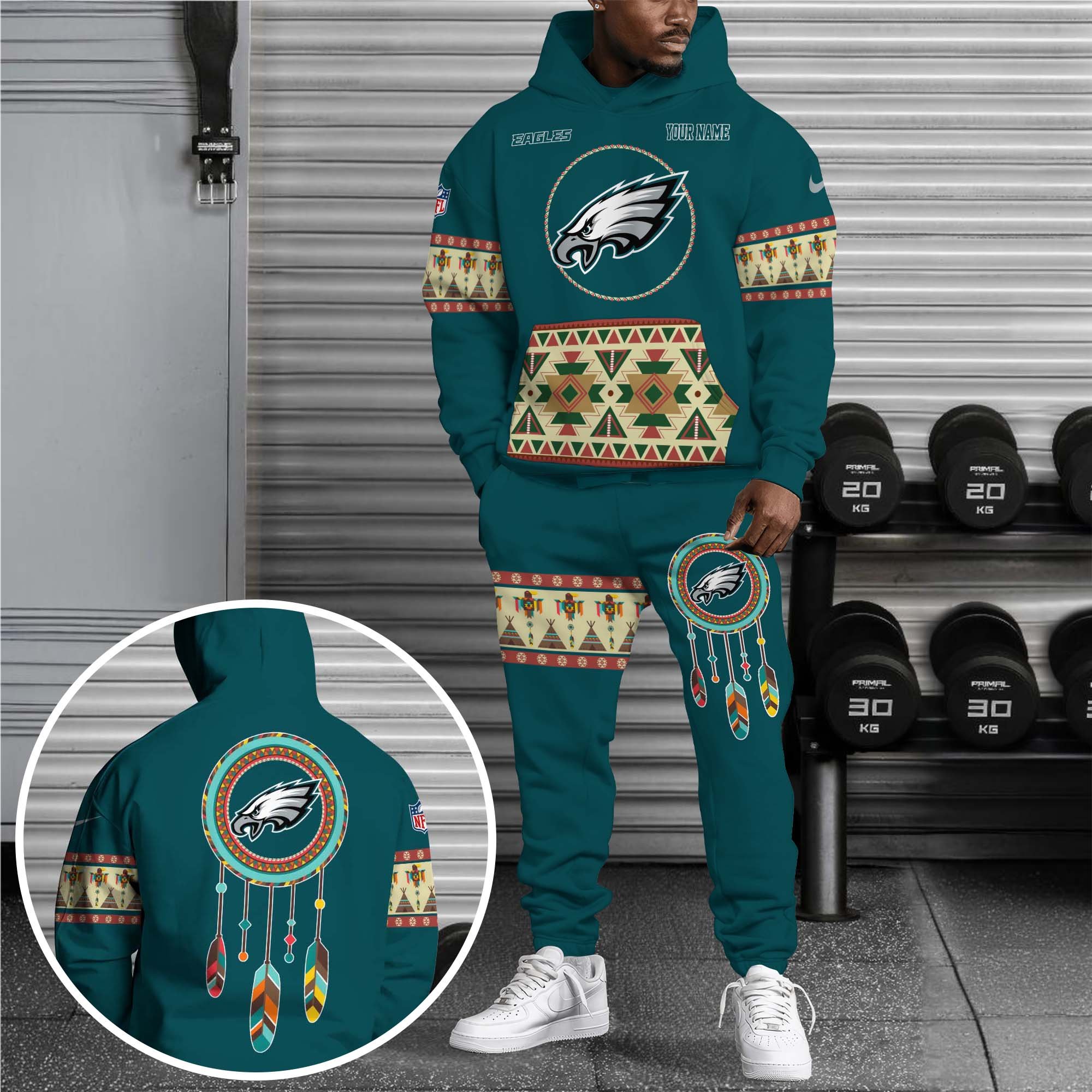 Philadelphia Eagles Hoodie Sweatpants Set Custom Your name, Sport Hoodie Sweatpants Set, Sport Gifts For Fan EHIVM-0107349