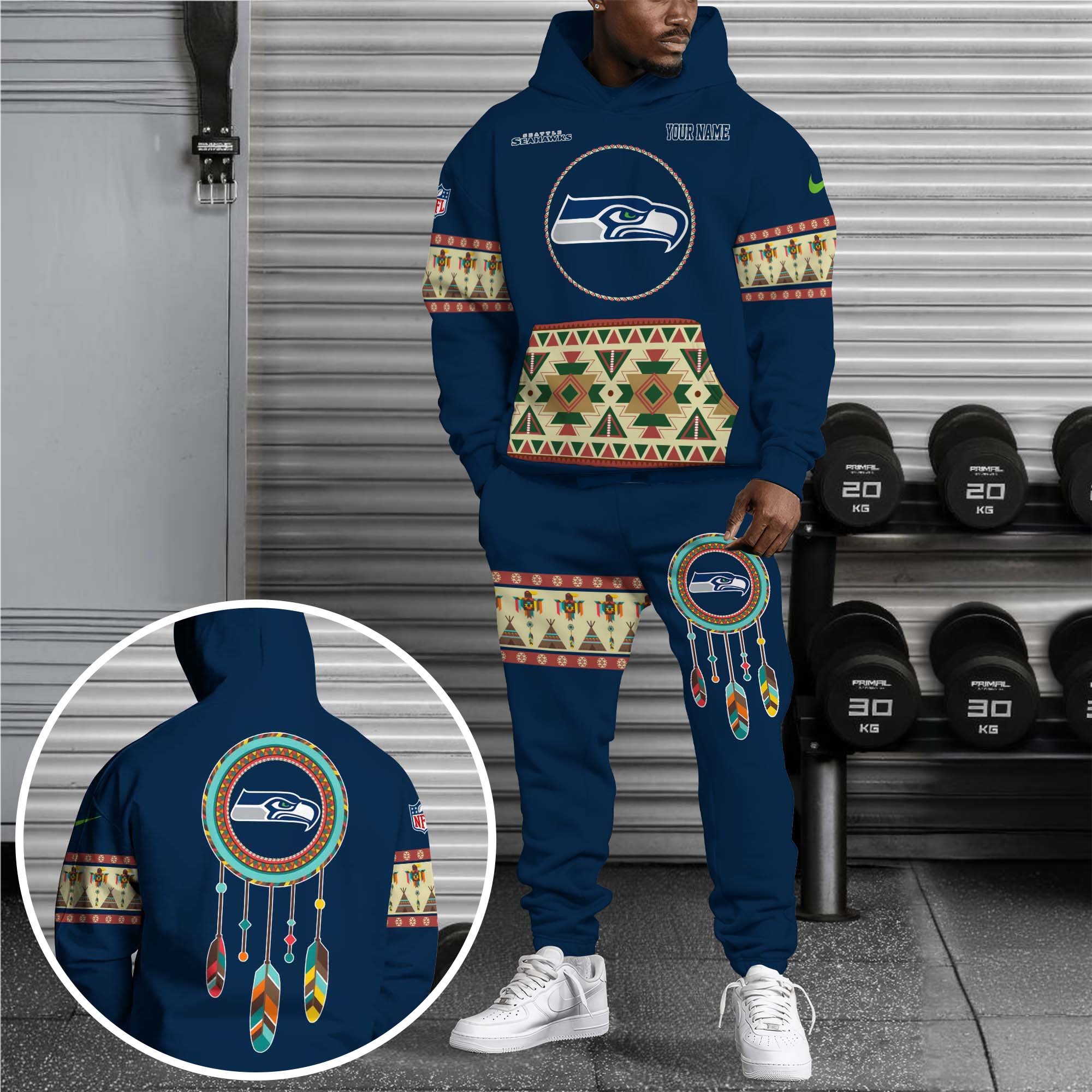 Seattle Seahawks Hoodie Sweatpants Set Custom Your name, Sport Hoodie Sweatpants Set, Sport Gifts For Fan EHIVM-0107349