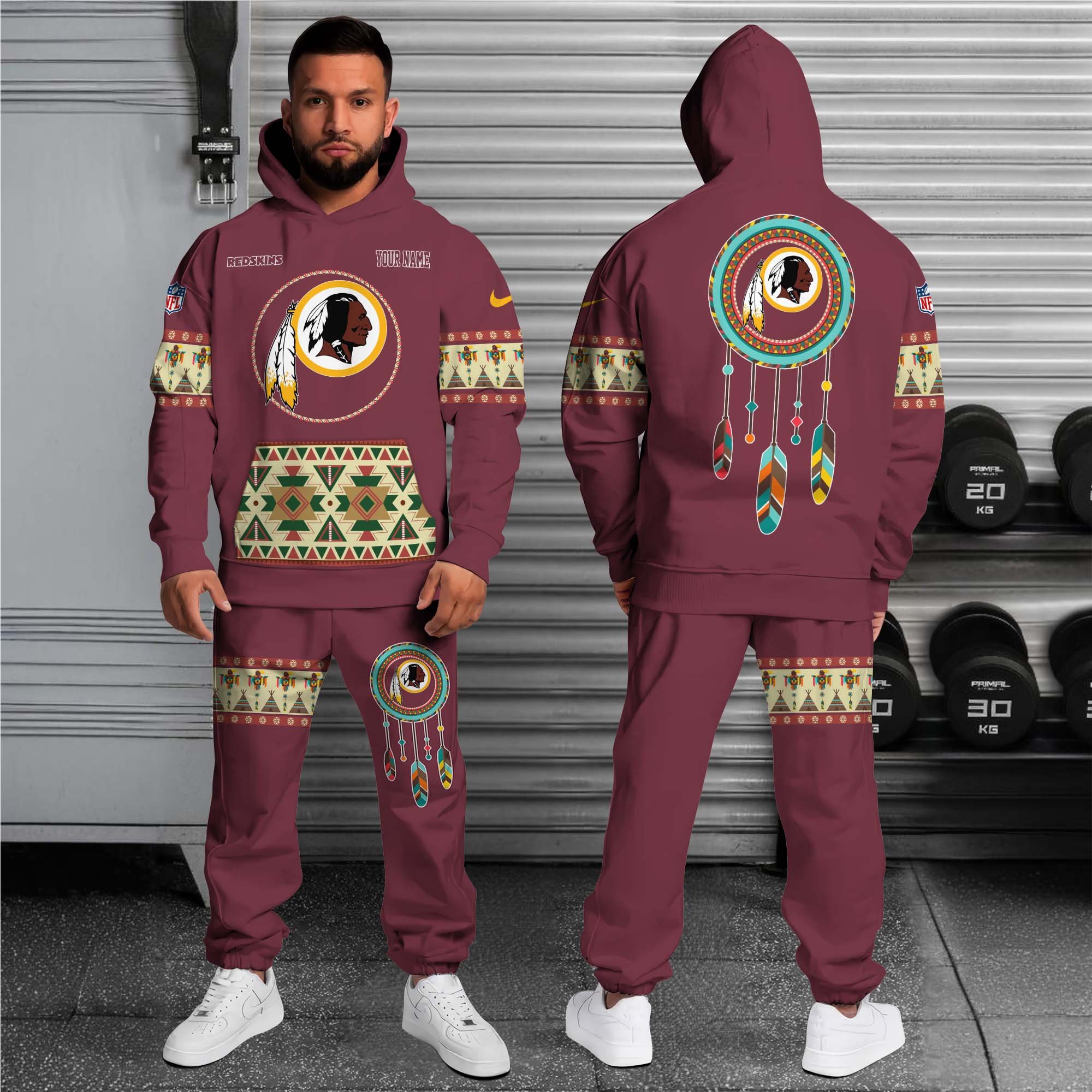 Alternative view of Washington Redskins Hoodie Sweatpants Set Custom Your name, Sport Hoodie Sweatpants Set, Sport Gifts For Fan EHIVM-0107349