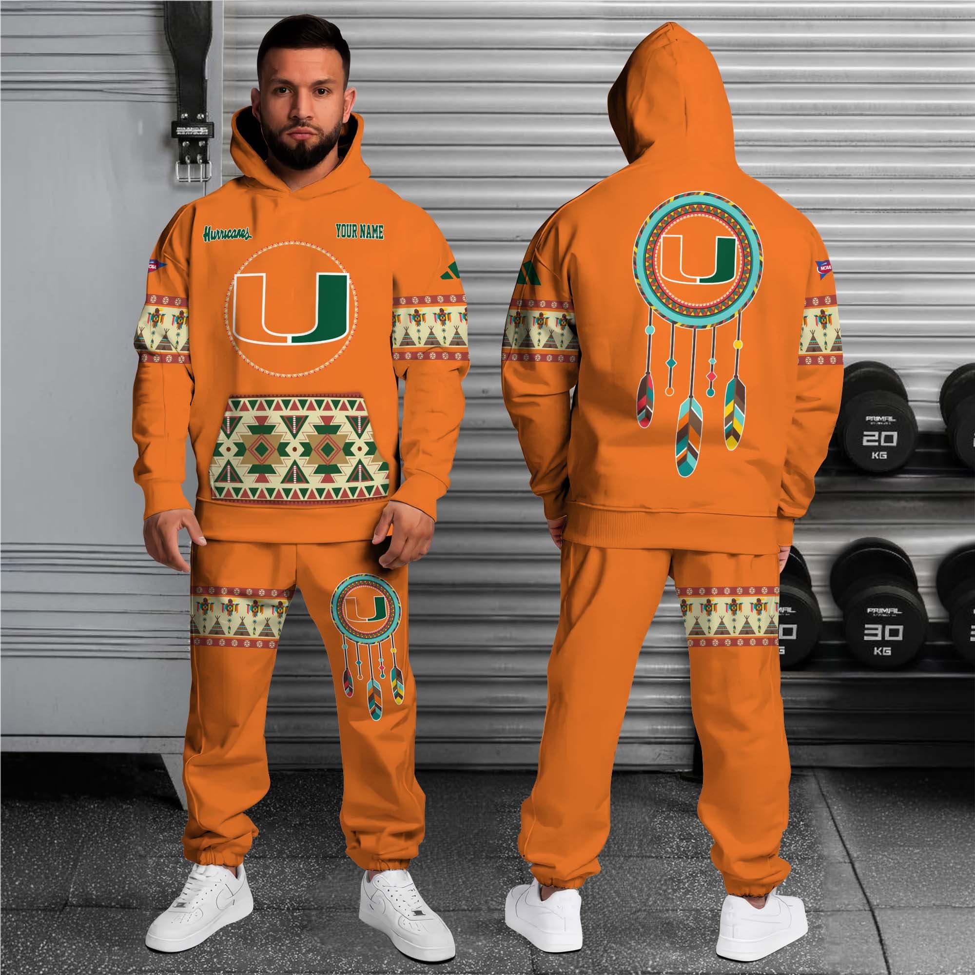 Alternative view of Miami Hurricanes Hoodie Sweatpants Set Custom Your name, Sport Hoodie Sweatpants Set, Sport Gifts For Fan EHIVM-0118550