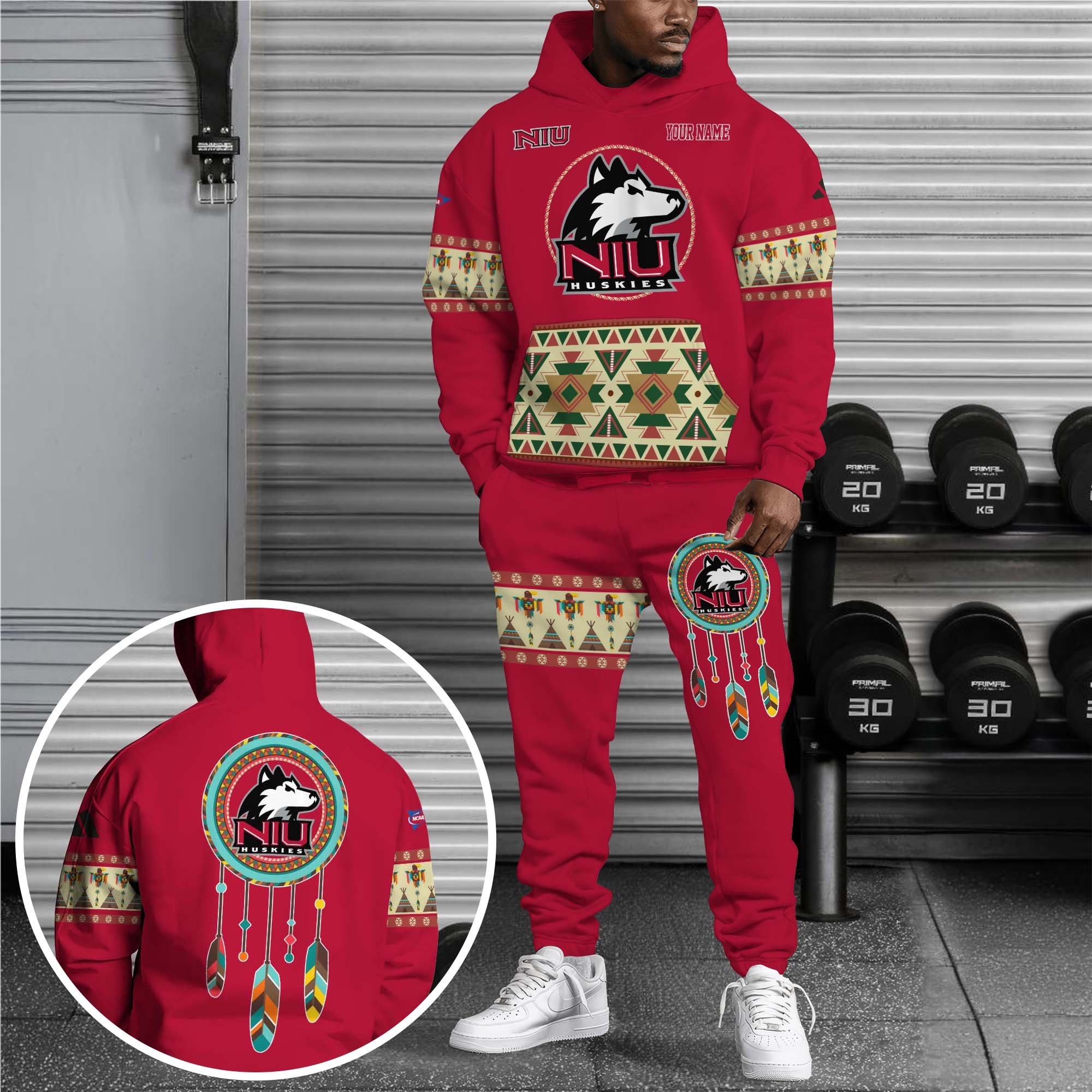 Northern Illinois Huskies Hoodie Sweatpants Set Custom Your name, Sport Hoodie Sweatpants Set, Sport Gifts For Fan EHIVM-0118550
