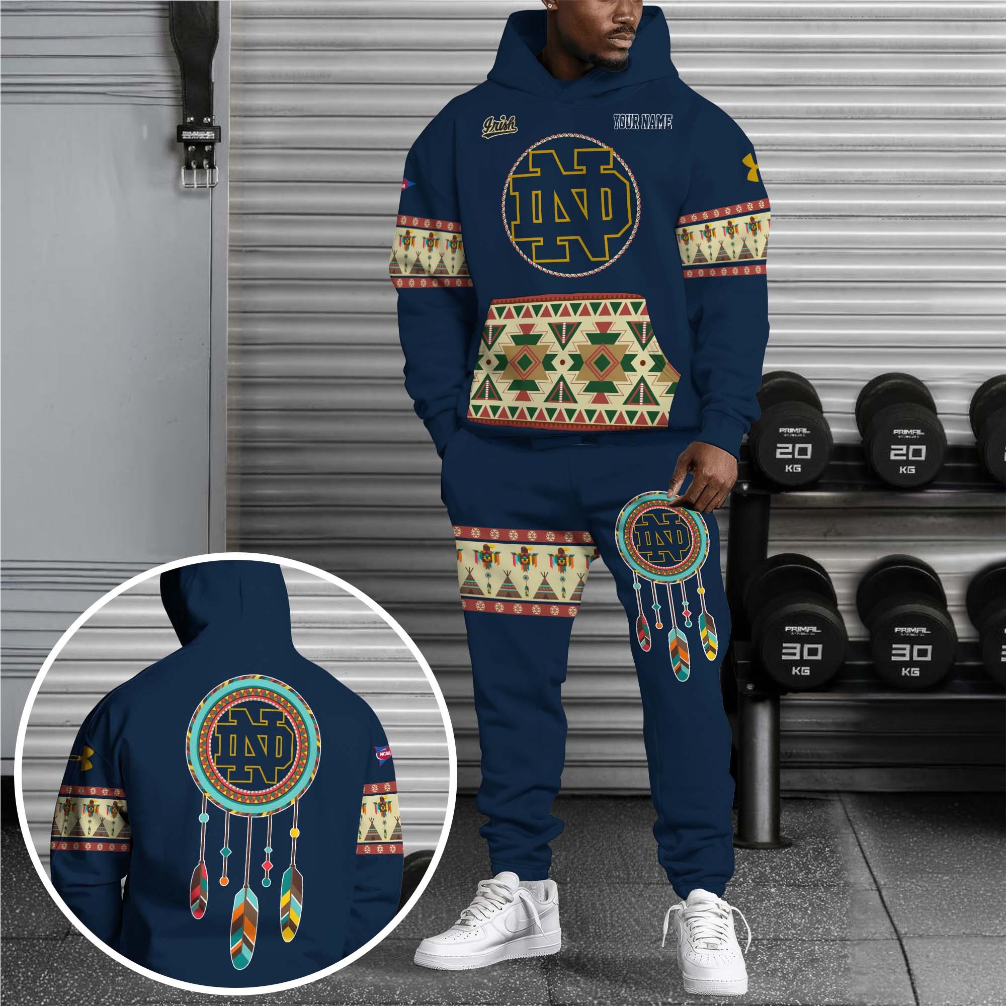 Notre Dame Fighting Irish Hoodie Sweatpants Set Custom Your name, Sport Hoodie Sweatpants Set, Sport Gifts For Fan EHIVM-0118550
