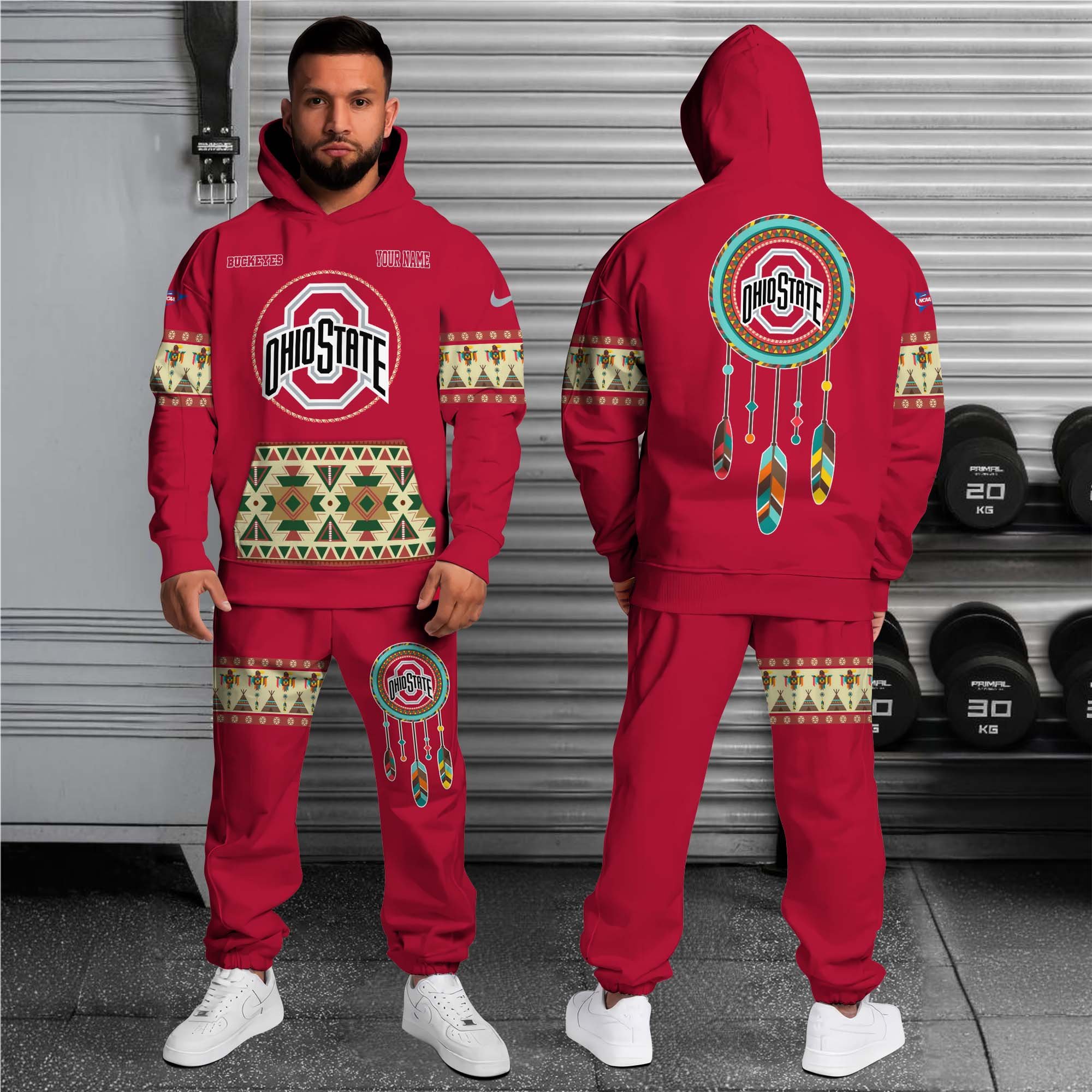 Alternative view of Ohio State Buckeyes Hoodie Sweatpants Set Custom Your name, Sport Hoodie Sweatpants Set, Sport Gifts For Fan EHIVM-0118550