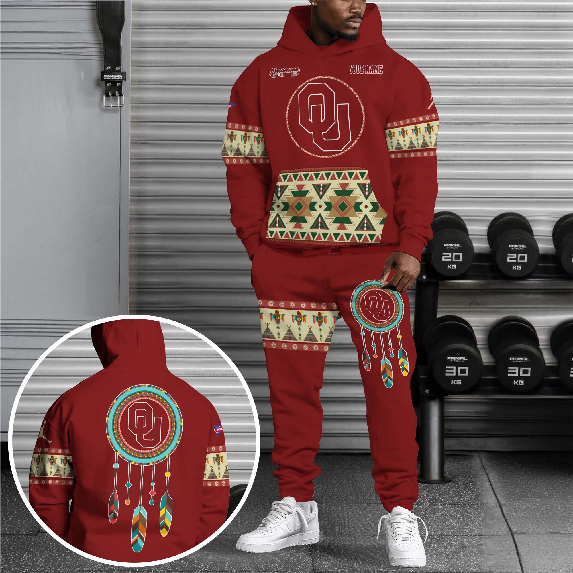 Oklahoma Sooners Hoodie Sweatpants Set Custom Your name, Sport Hoodie Sweatpants Set, Sport Gifts For Fan EHIVM-0118550