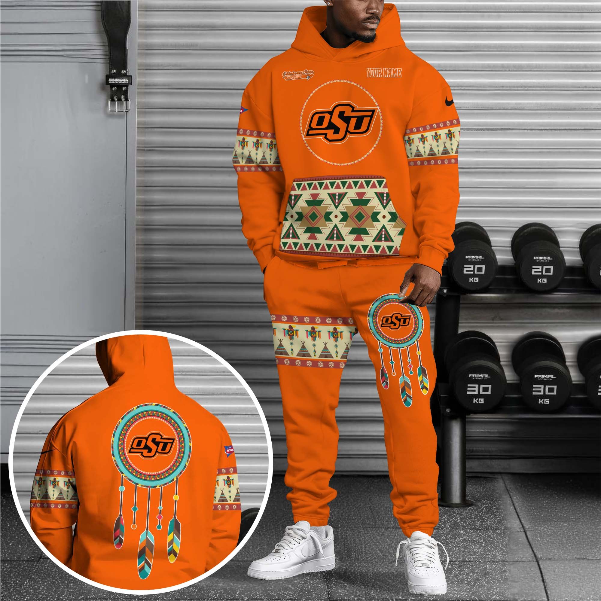 Oklahoma State Cowboys Hoodie Sweatpants Set Custom Your name, Sport Hoodie Sweatpants Set, Sport Gifts For Fan EHIVM-0118550