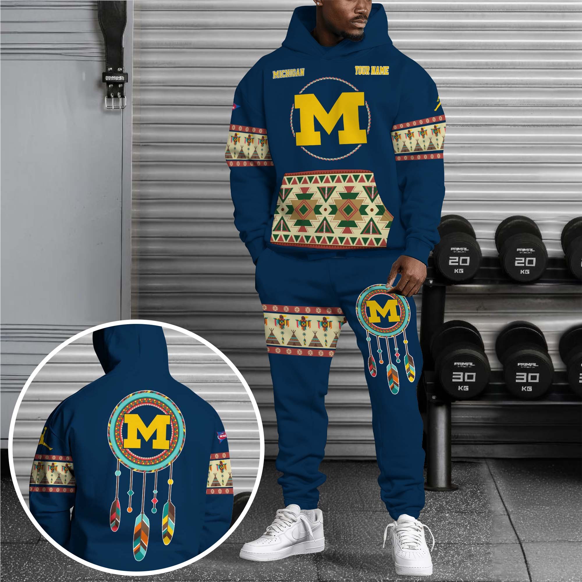 Michigan Wolverines Hoodie Sweatpants Set Custom Your name, Sport Hoodie Sweatpants Set, Sport Gifts For Fan EHIVM-0118550