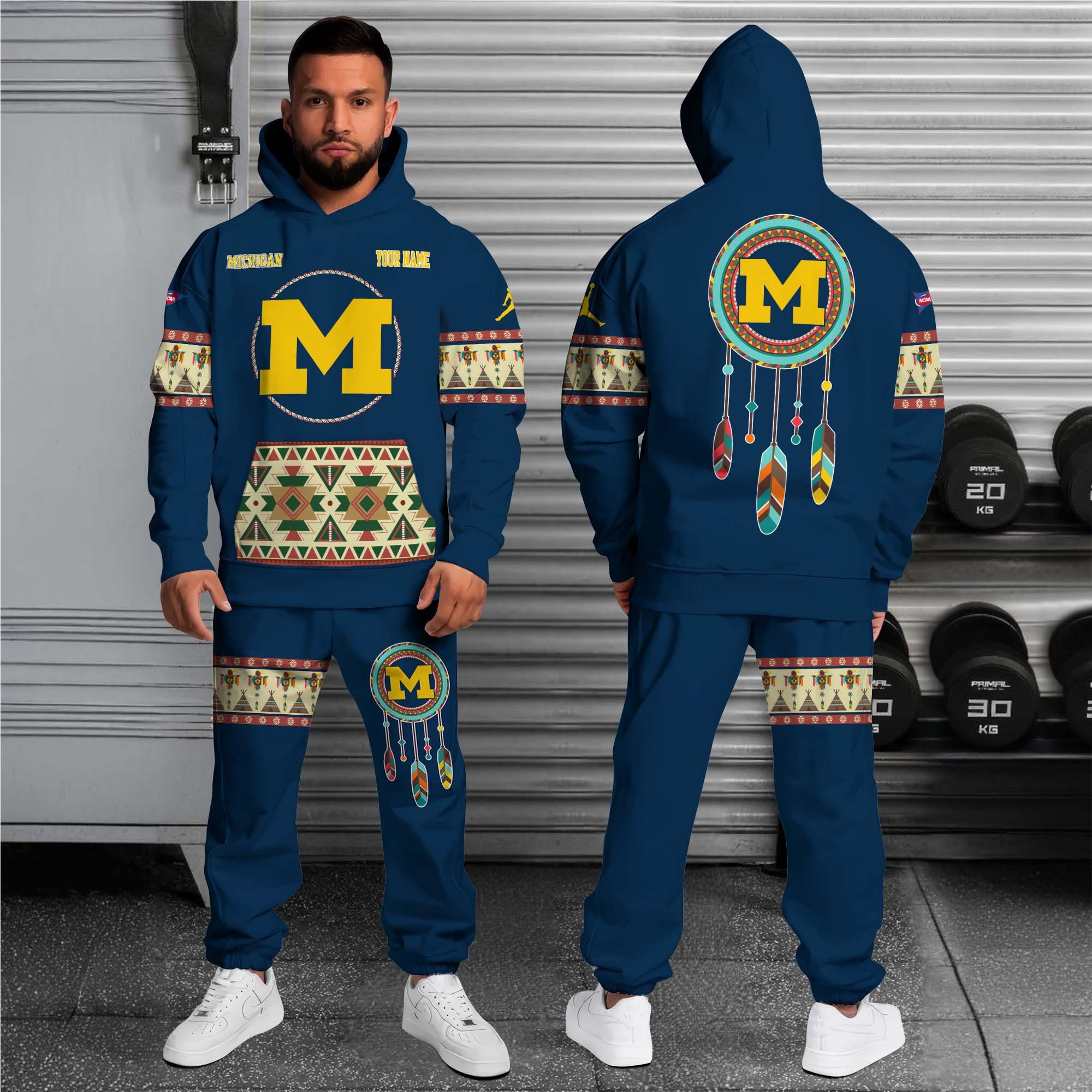 Alternative view of Michigan Wolverines Hoodie Sweatpants Set Custom Your name, Sport Hoodie Sweatpants Set, Sport Gifts For Fan EHIVM-0118550