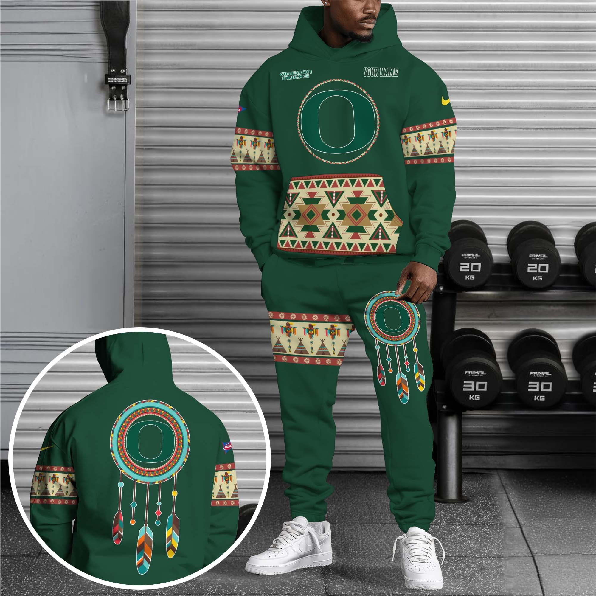 Oregon Ducks Hoodie Sweatpants Set Custom Your name, Sport Hoodie Sweatpants Set, Sport Gifts For Fan EHIVM-0118550