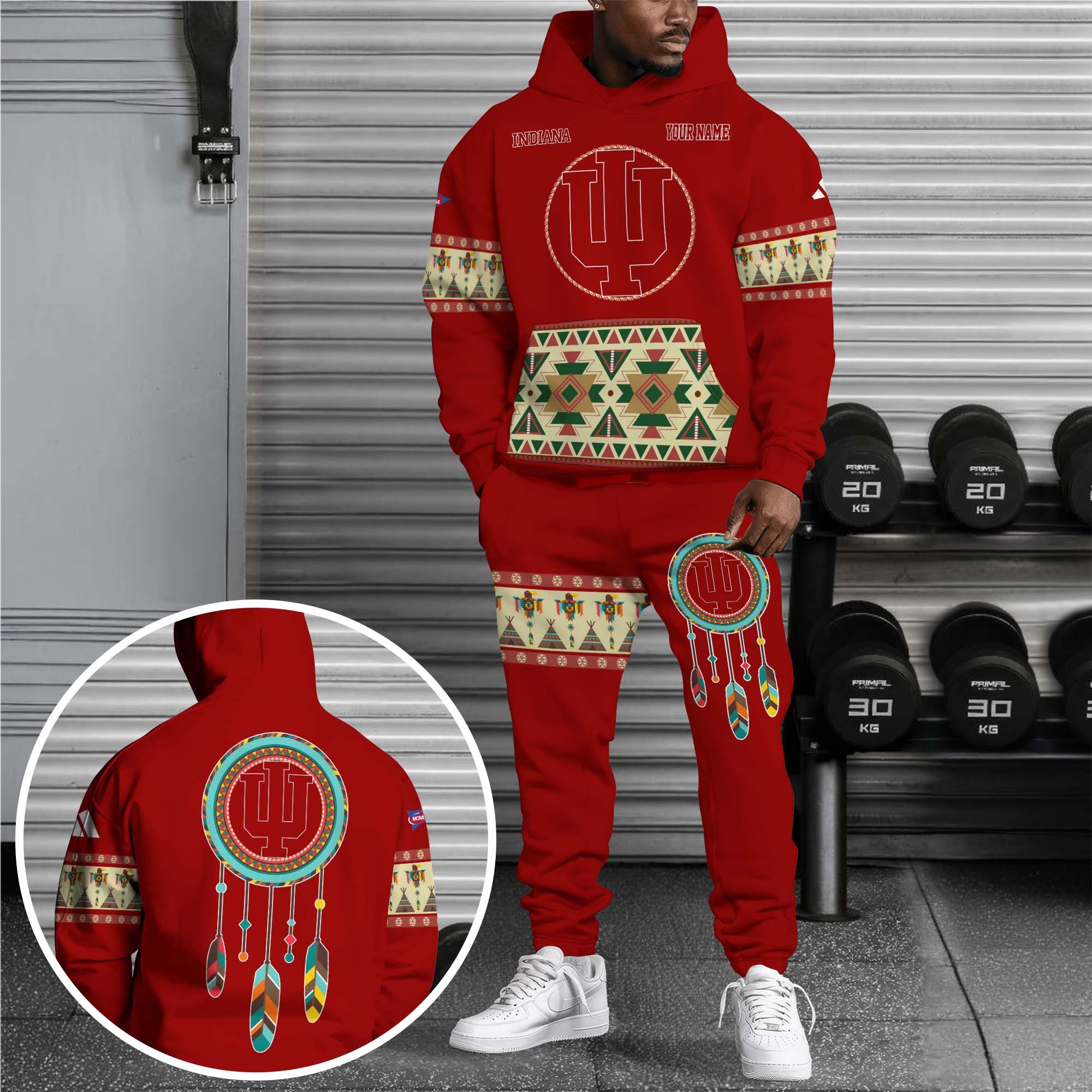 Indiana Hoosiers Hoodie Sweatpants Set Custom Your name, Sport Hoodie Sweatpants Set, Sport Gifts For Fan EHIVM-0118550