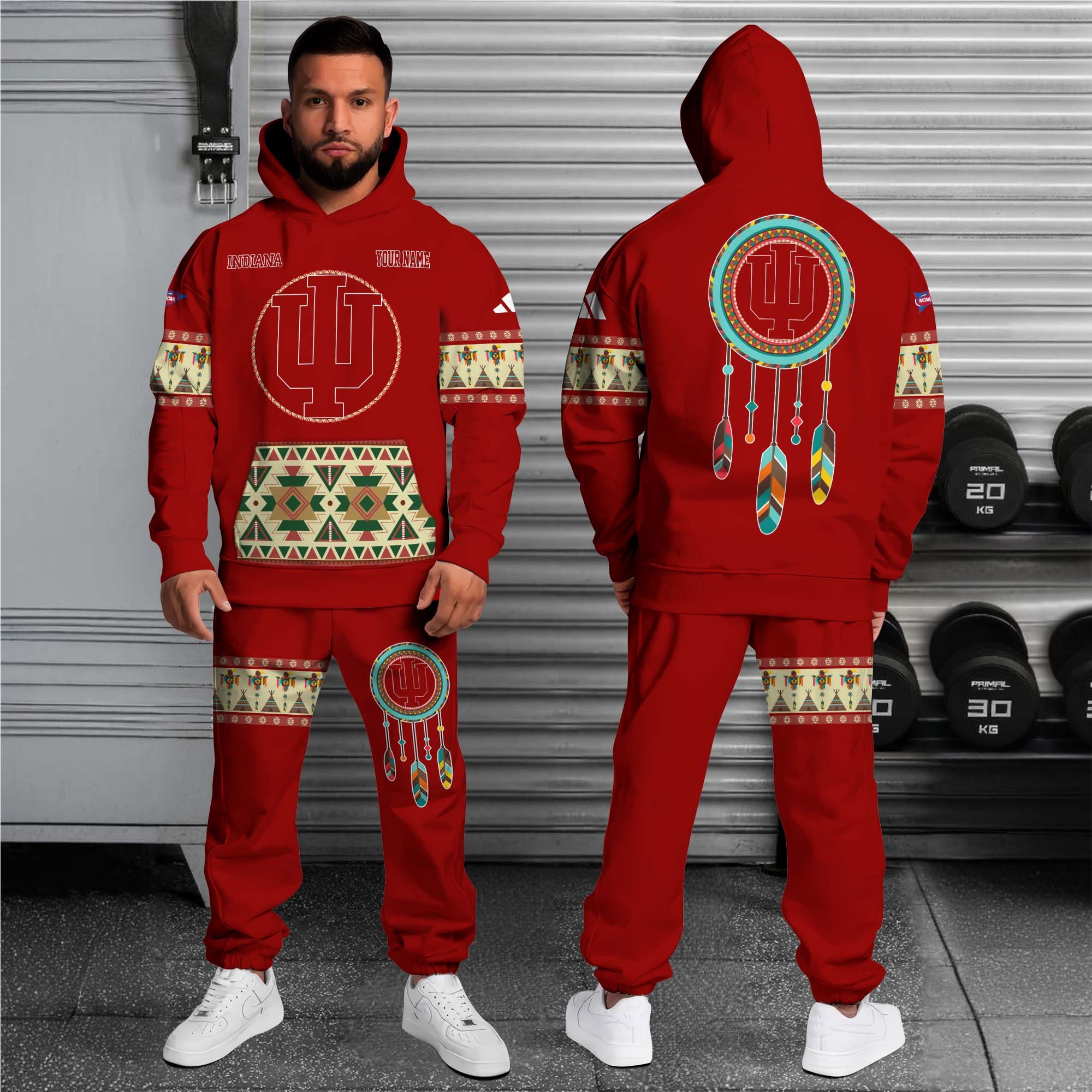 Alternative view of Indiana Hoosiers Hoodie Sweatpants Set Custom Your name, Sport Hoodie Sweatpants Set, Sport Gifts For Fan EHIVM-0118550