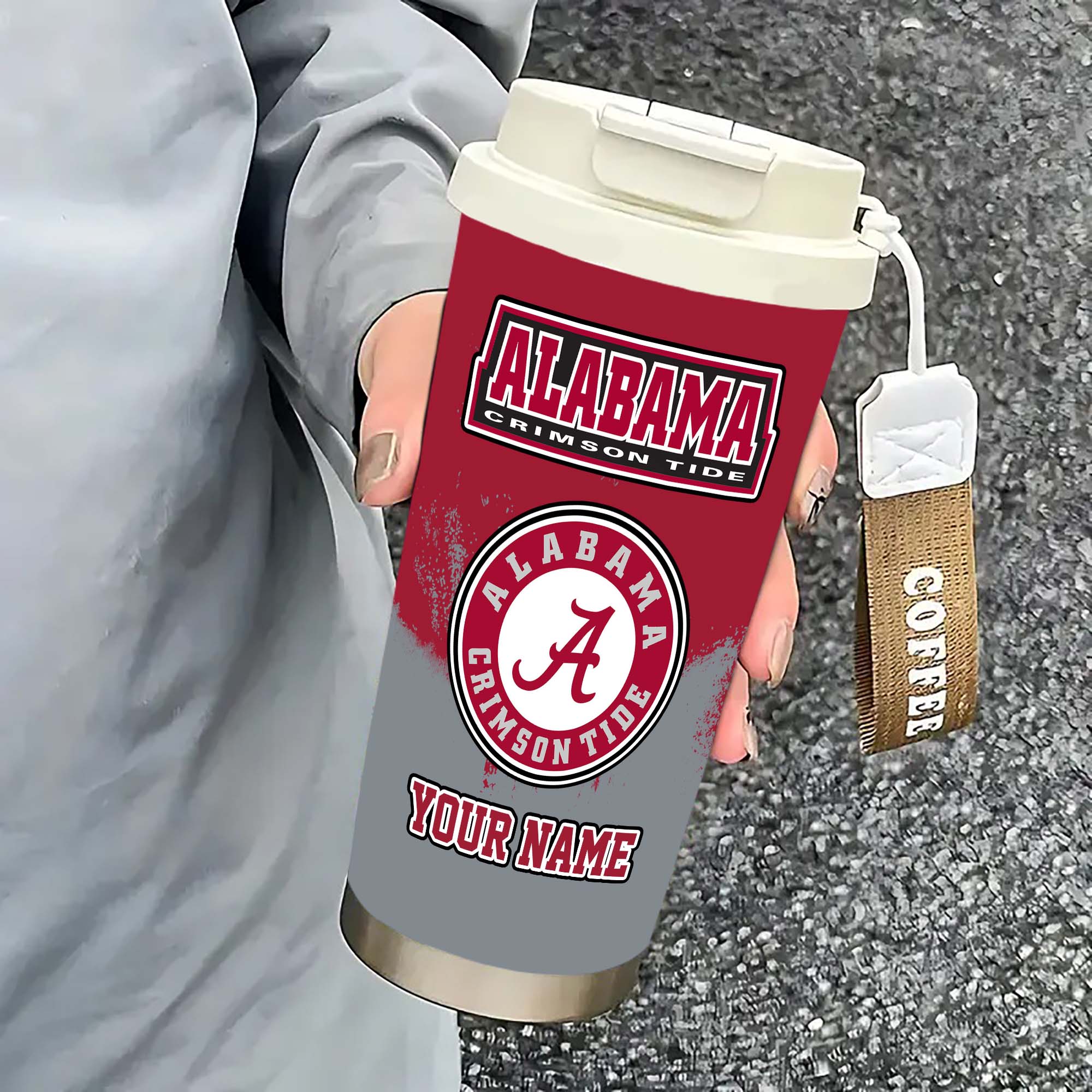 Alternative view of Alabama Crimson Tide Insulated Coffee Mug with Straw and Lid, Portable Coffee Travel Mug for Car, Fan Gifts EHIVM-0211799