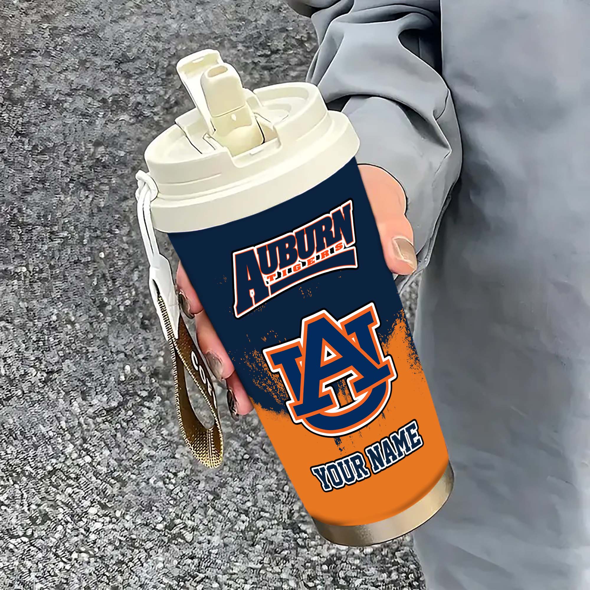 Auburn Tigers Insulated Coffee Mug with Straw and Lid, Portable Coffee Travel Mug for Car, Fan Gifts EHIVM-0211799