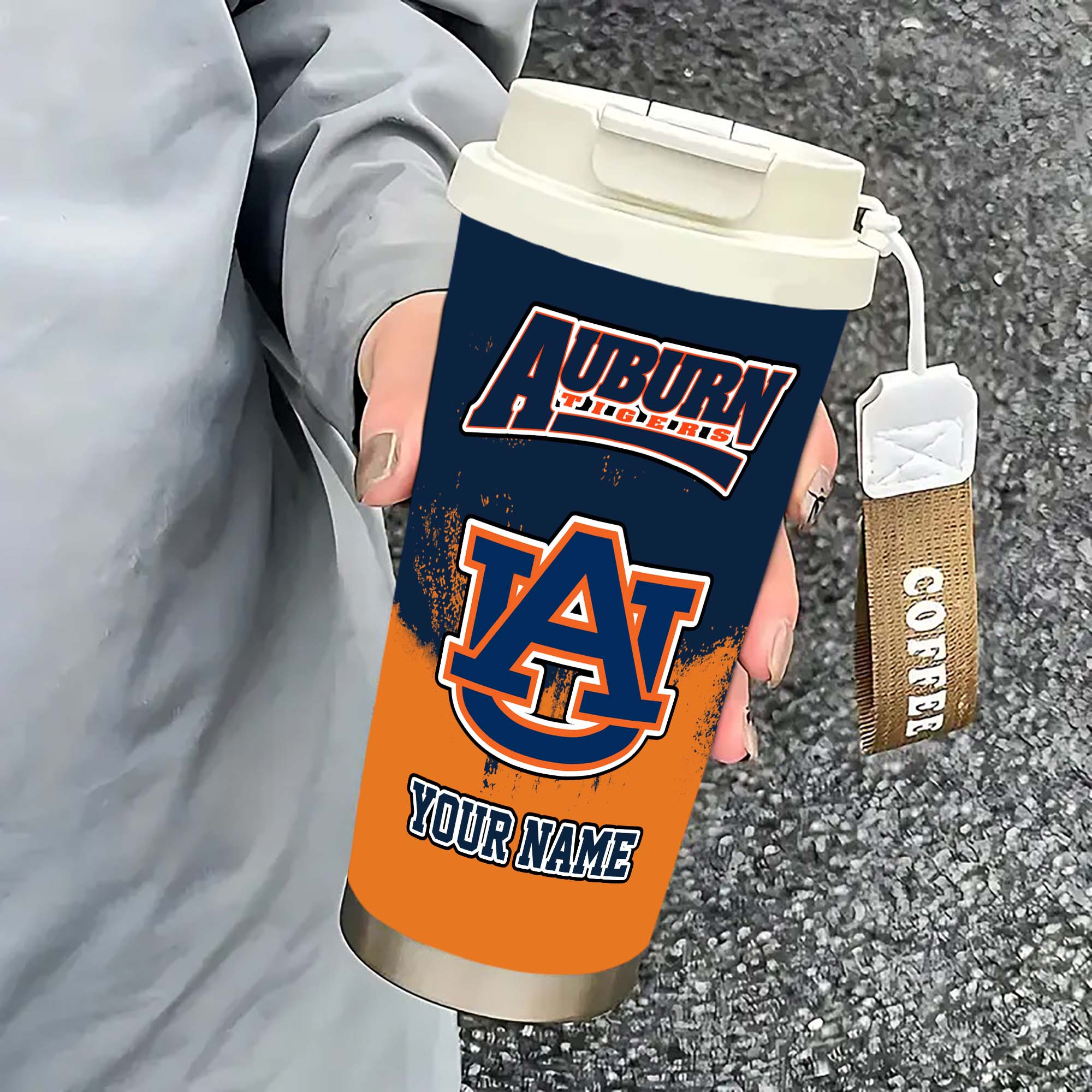 Alternative view of Auburn Tigers Insulated Coffee Mug with Straw and Lid, Portable Coffee Travel Mug for Car, Fan Gifts EHIVM-0211799