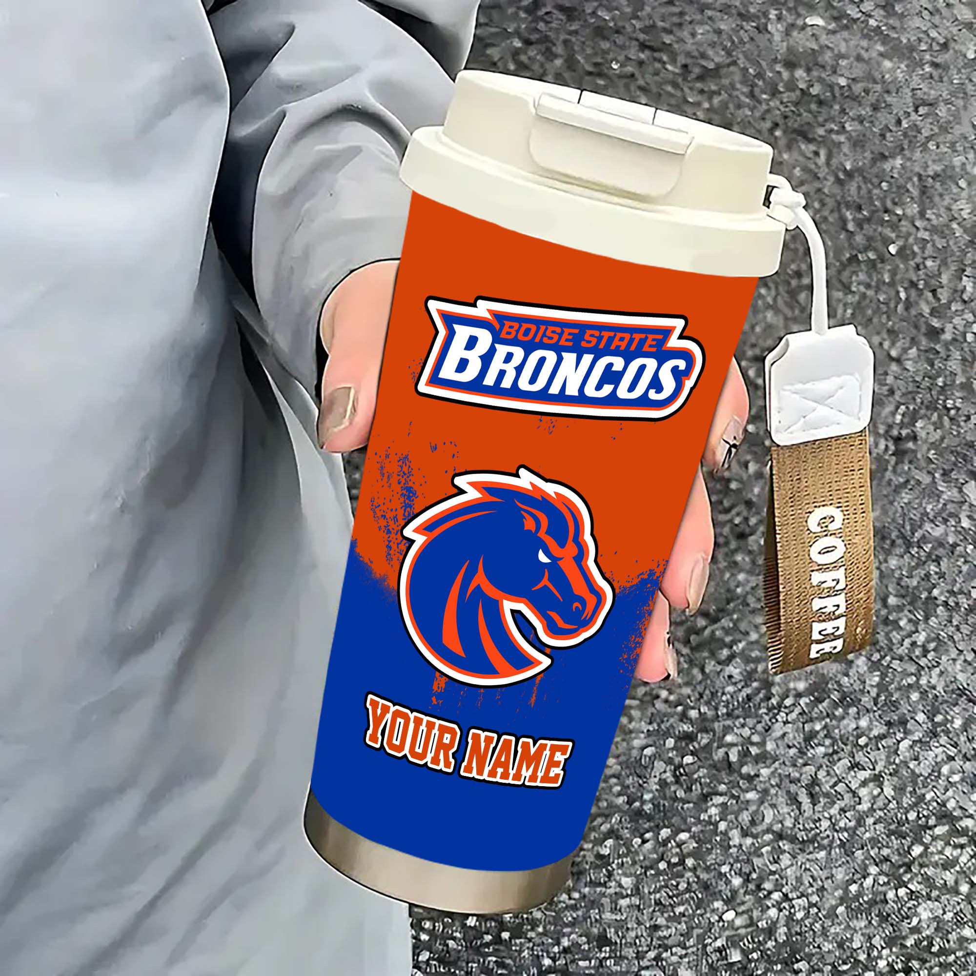 Alternative view of Boise State Broncos Insulated Coffee Mug with Straw and Lid, Portable Coffee Travel Mug for Car, Fan Gifts EHIVM-0211799