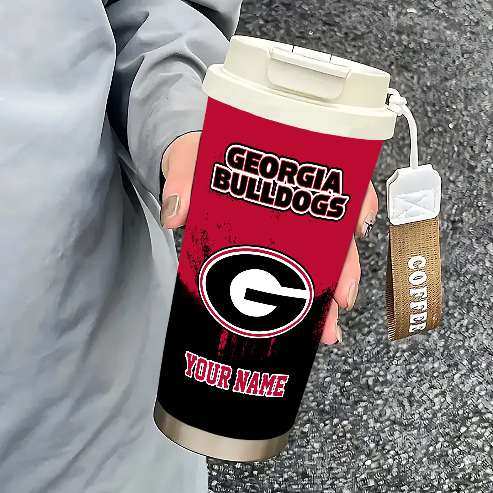 Alternative view of Georgia Bulldogs Insulated Coffee Mug with Straw and Lid, Portable Coffee Travel Mug for Car, Fan Gifts EHIVM-0211799