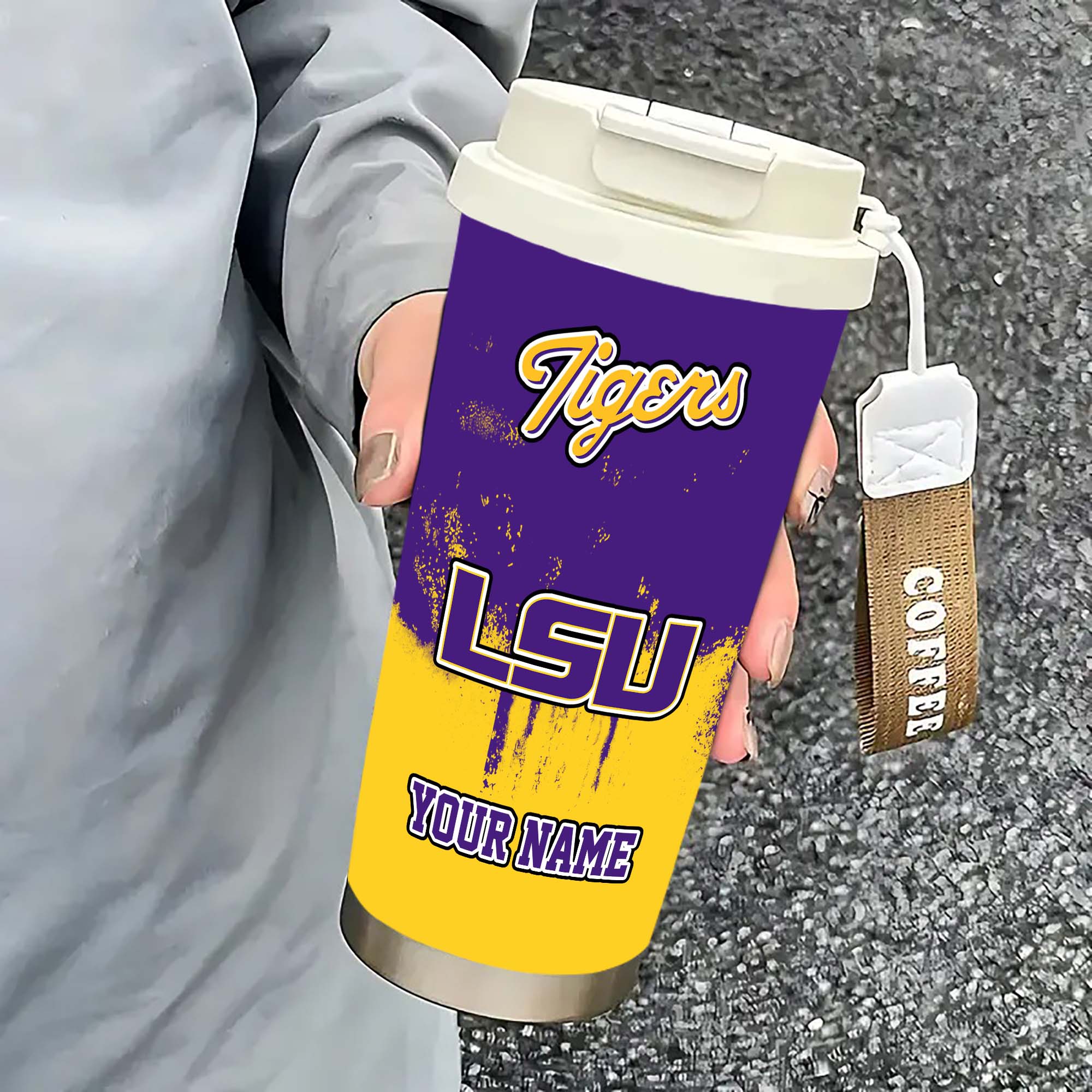 Alternative view of LSU TIGERS Insulated Coffee Mug with Straw and Lid, Portable Coffee Travel Mug for Car, Fan Gifts EHIVM-0211799