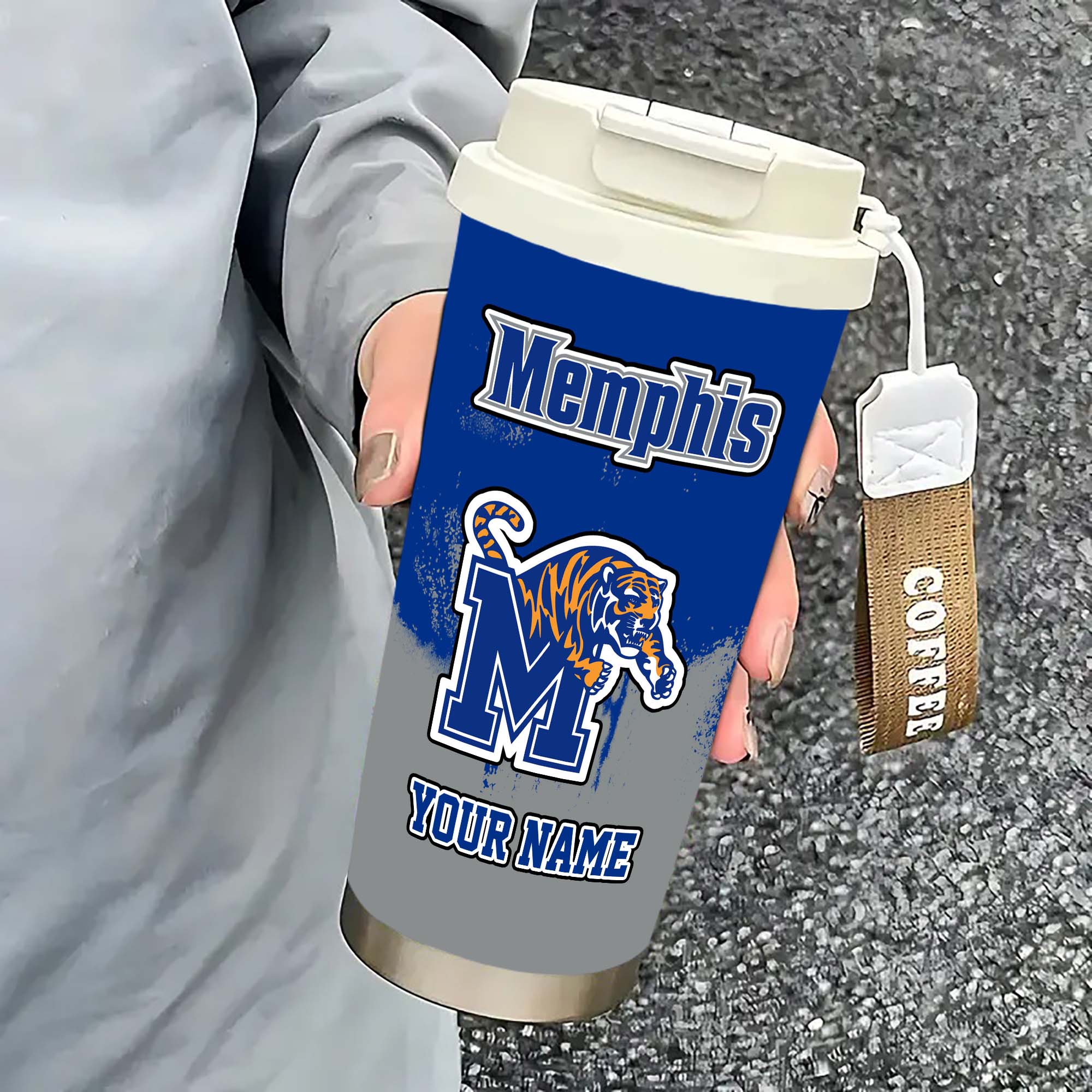 Alternative view of Memphis Tigers Insulated Coffee Mug with Straw and Lid, Portable Coffee Travel Mug for Car, Fan Gifts EHIVM-0211799