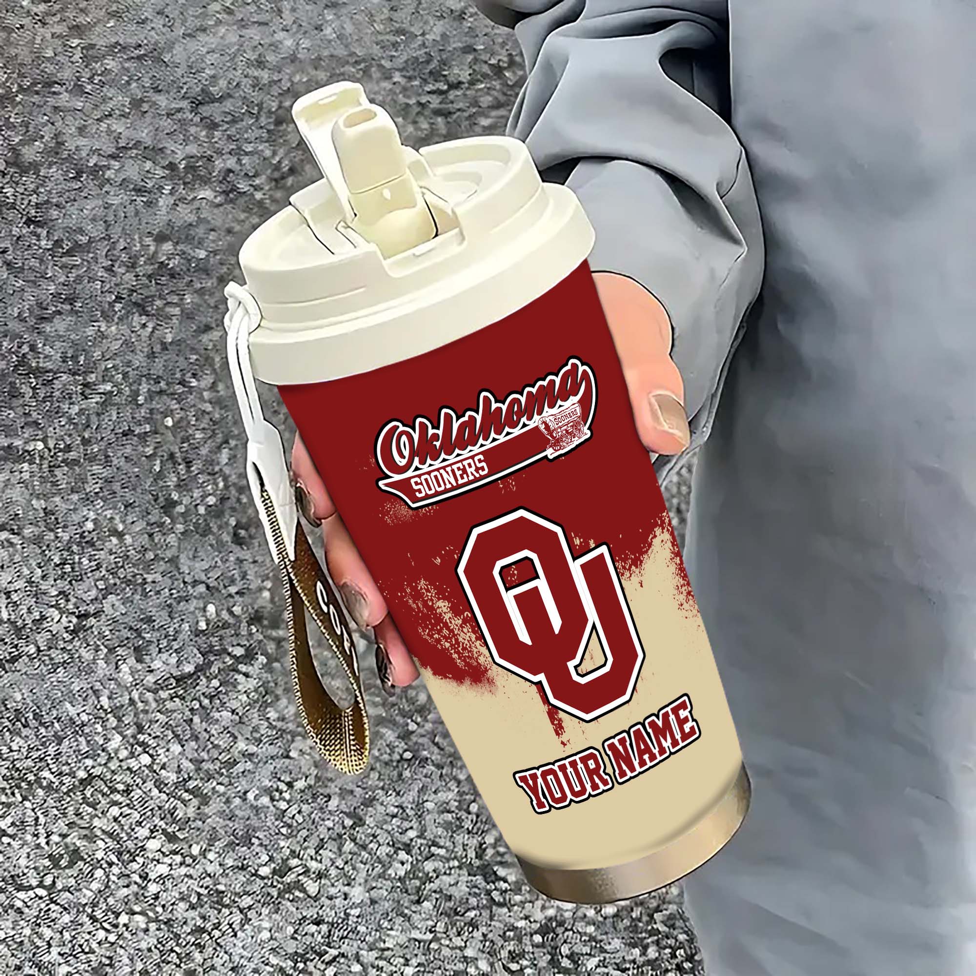 Oklahoma Sooners Insulated Coffee Mug with Straw and Lid, Portable Coffee Travel Mug for Car, Fan Gifts EHIVM-0211799
