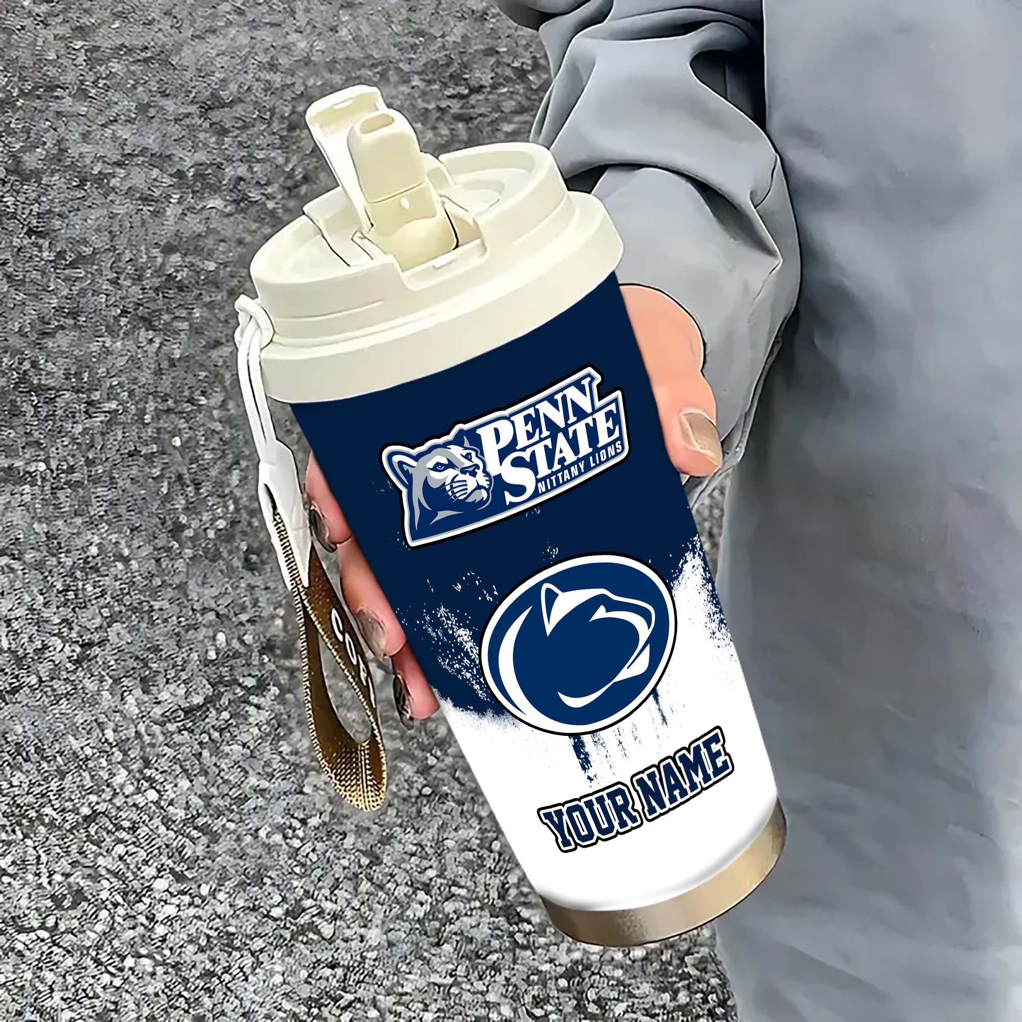 Penn State Nittany Lions Insulated Coffee Mug with Straw and Lid, Portable Coffee Travel Mug for Car, Fan Gifts EHIVM-0211799