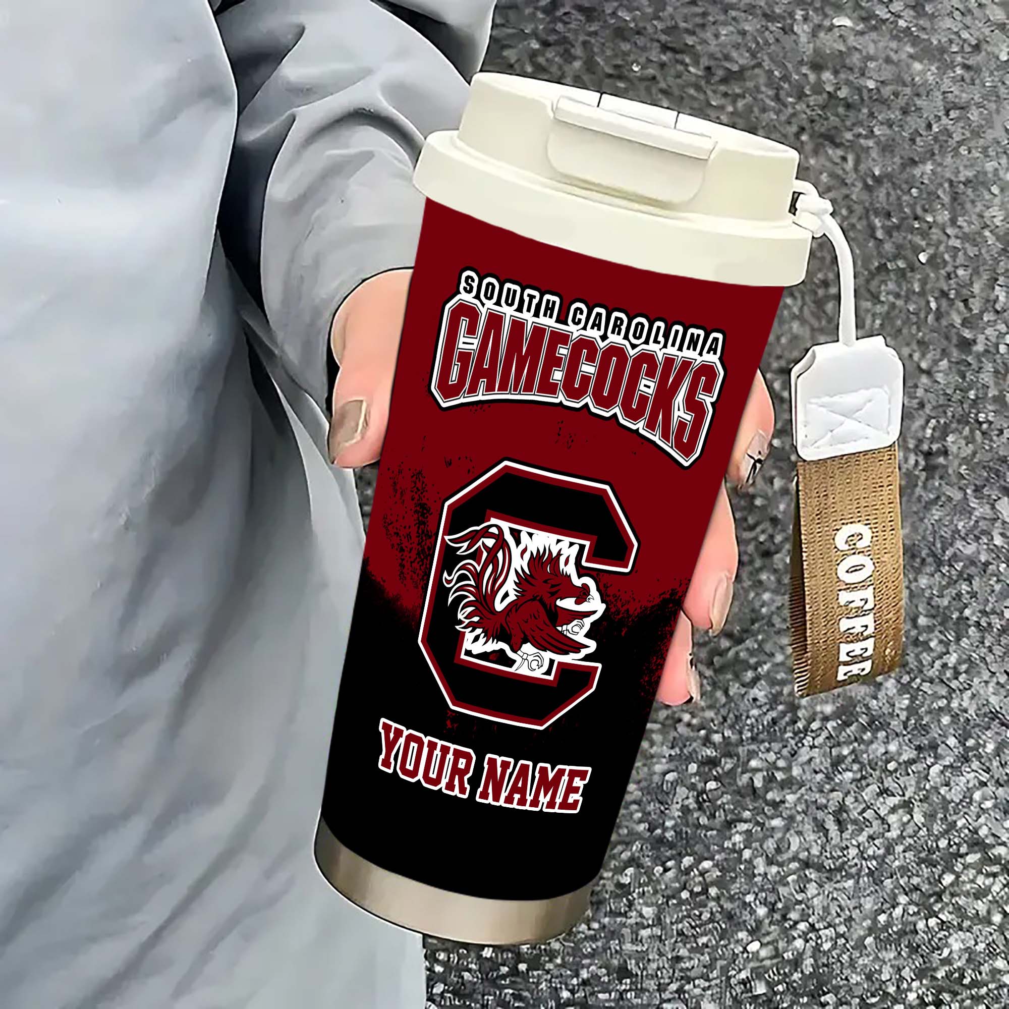 Alternative view of South Carolina Gamecocks Insulated Coffee Mug with Straw and Lid, Portable Coffee Travel Mug for Car, Fan Gifts EHIVM-0211799