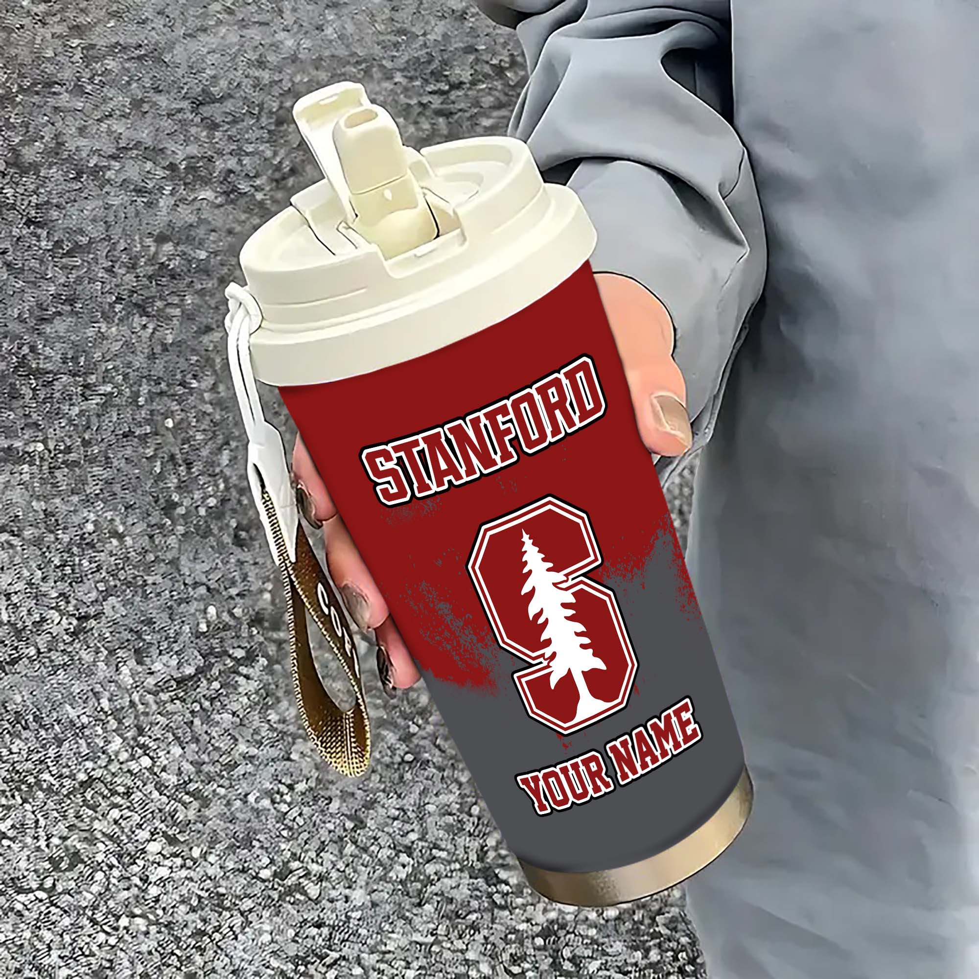 Stanford Cardinal Insulated Coffee Mug with Straw and Lid, Portable Coffee Travel Mug for Car, Fan Gifts EHIVM-0211799