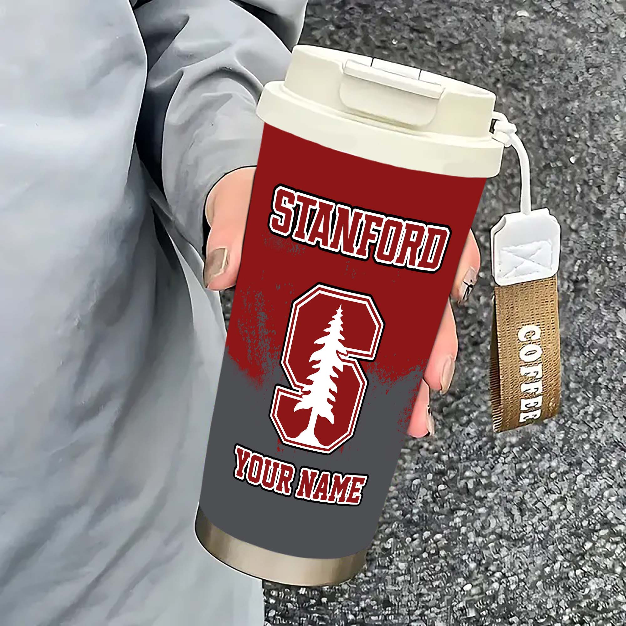 Alternative view of Stanford Cardinal Insulated Coffee Mug with Straw and Lid, Portable Coffee Travel Mug for Car, Fan Gifts EHIVM-0211799