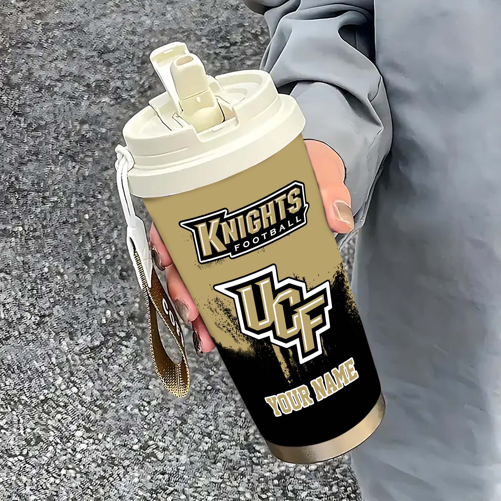 UCF Knights Insulated Coffee Mug with Straw and Lid, Portable Coffee Travel Mug for Car, Fan Gifts EHIVM-0211799
