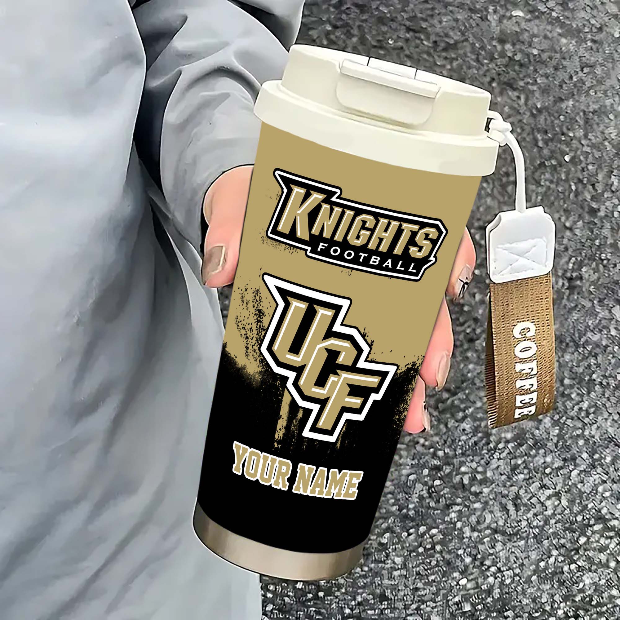 Alternative view of UCF Knights Insulated Coffee Mug with Straw and Lid, Portable Coffee Travel Mug for Car, Fan Gifts EHIVM-0211799