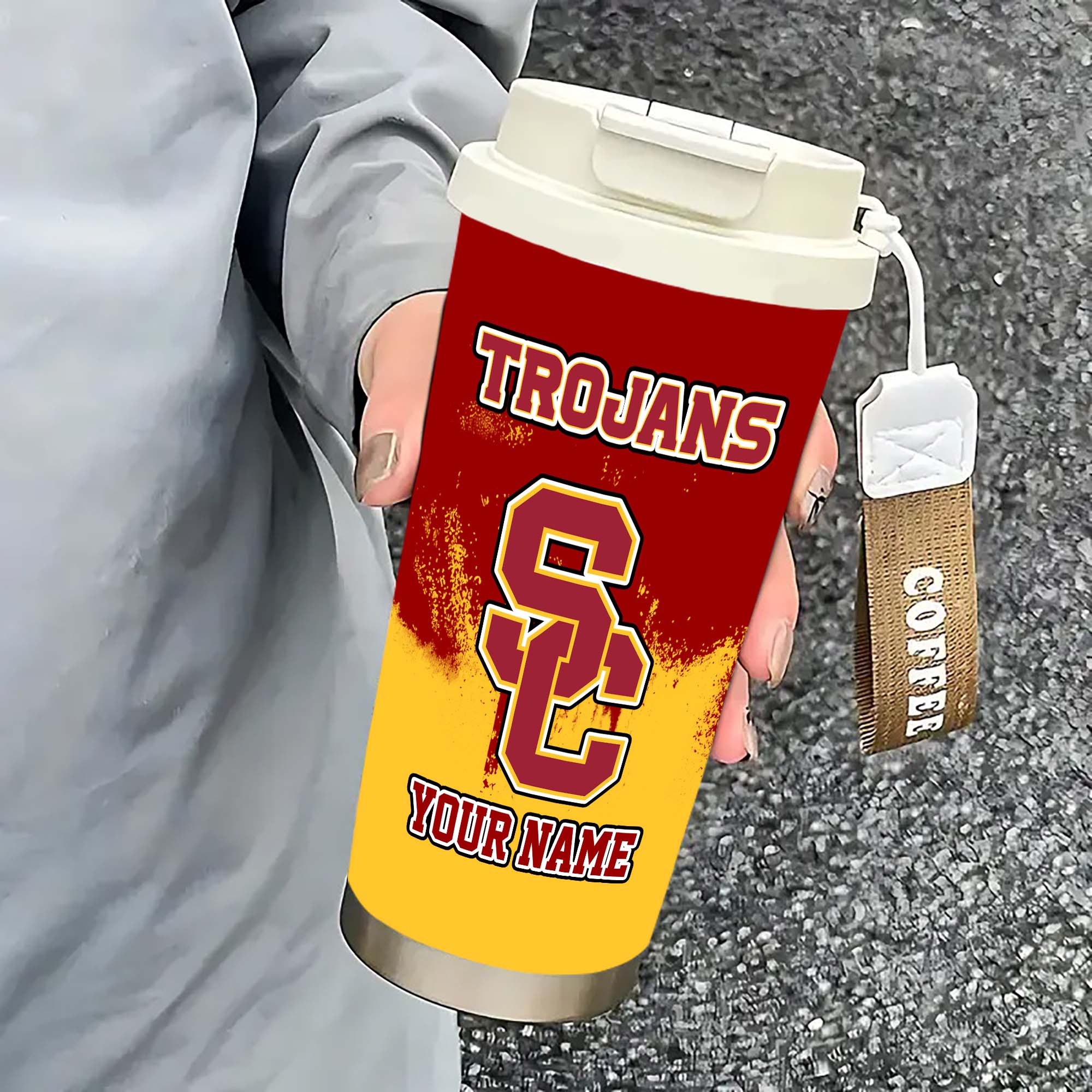 Alternative view of USC Trojans Insulated Coffee Mug with Straw and Lid, Portable Coffee Travel Mug for Car, Fan Gifts EHIVM-0211799