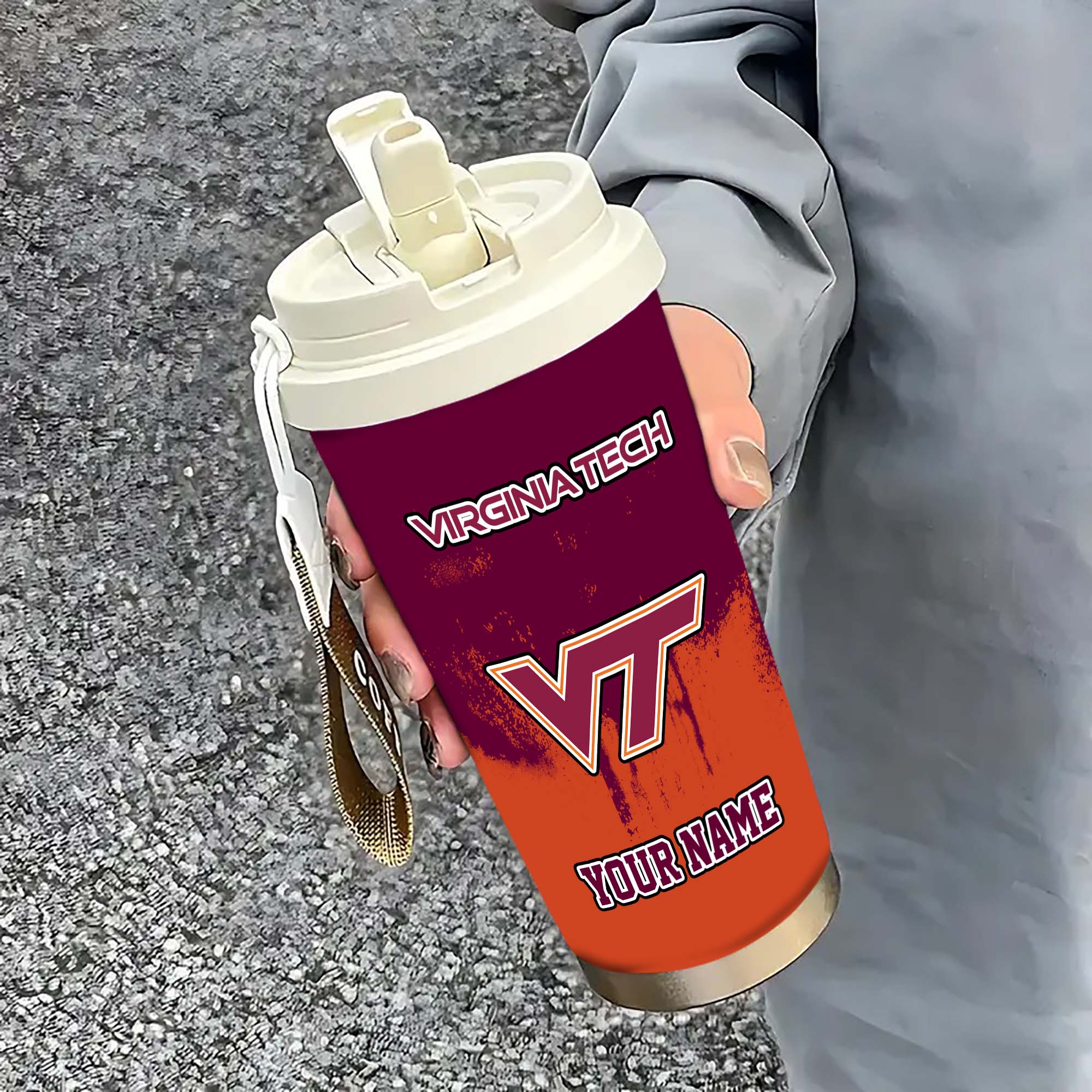 Virginia Tech Hokies Insulated Coffee Mug with Straw and Lid, Portable Coffee Travel Mug for Car, Fan Gifts EHIVM-0211799