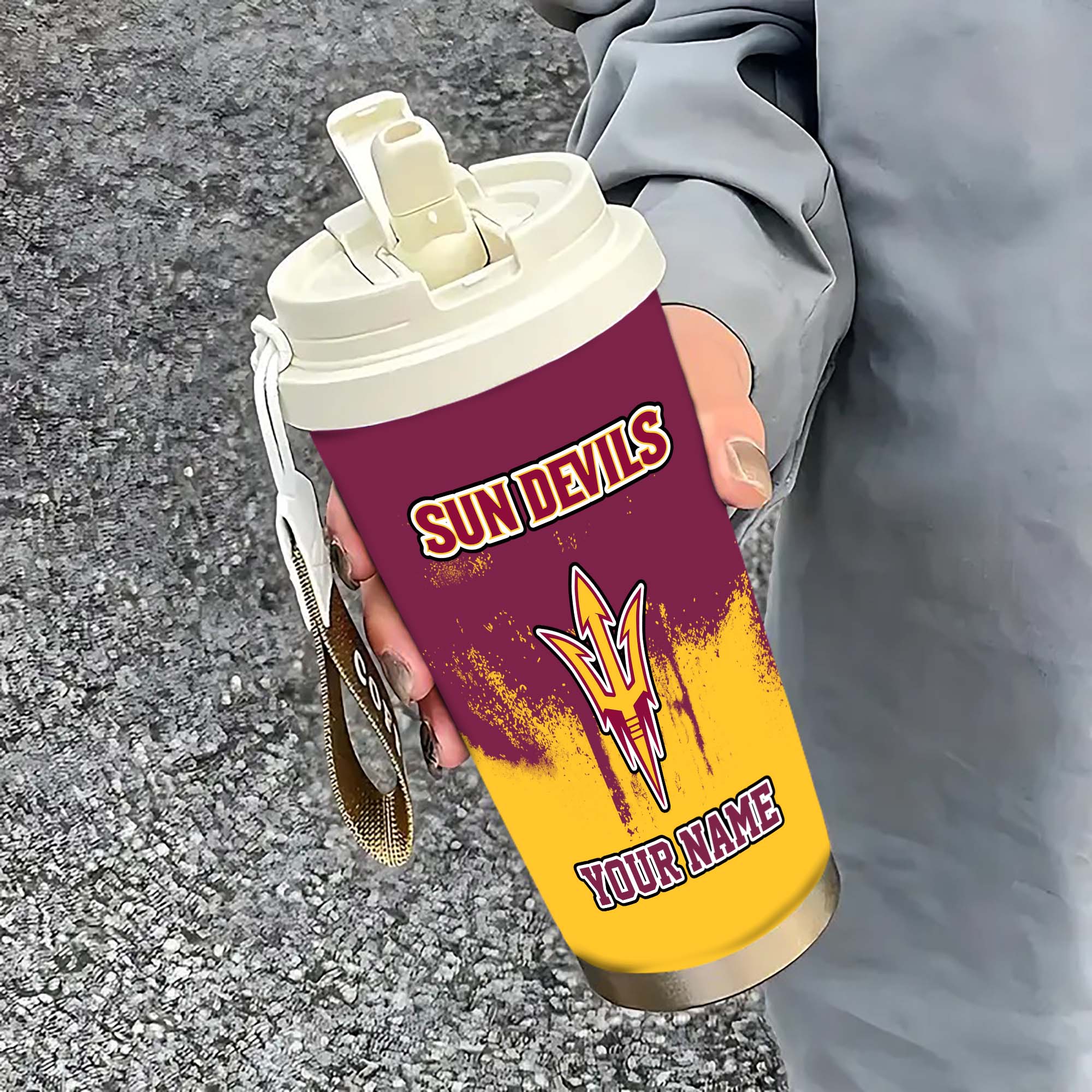 Arizona State Sun Devils Insulated Coffee Mug with Straw and Lid, Portable Coffee Travel Mug for Car, Fan Gifts EHIVM-0211799