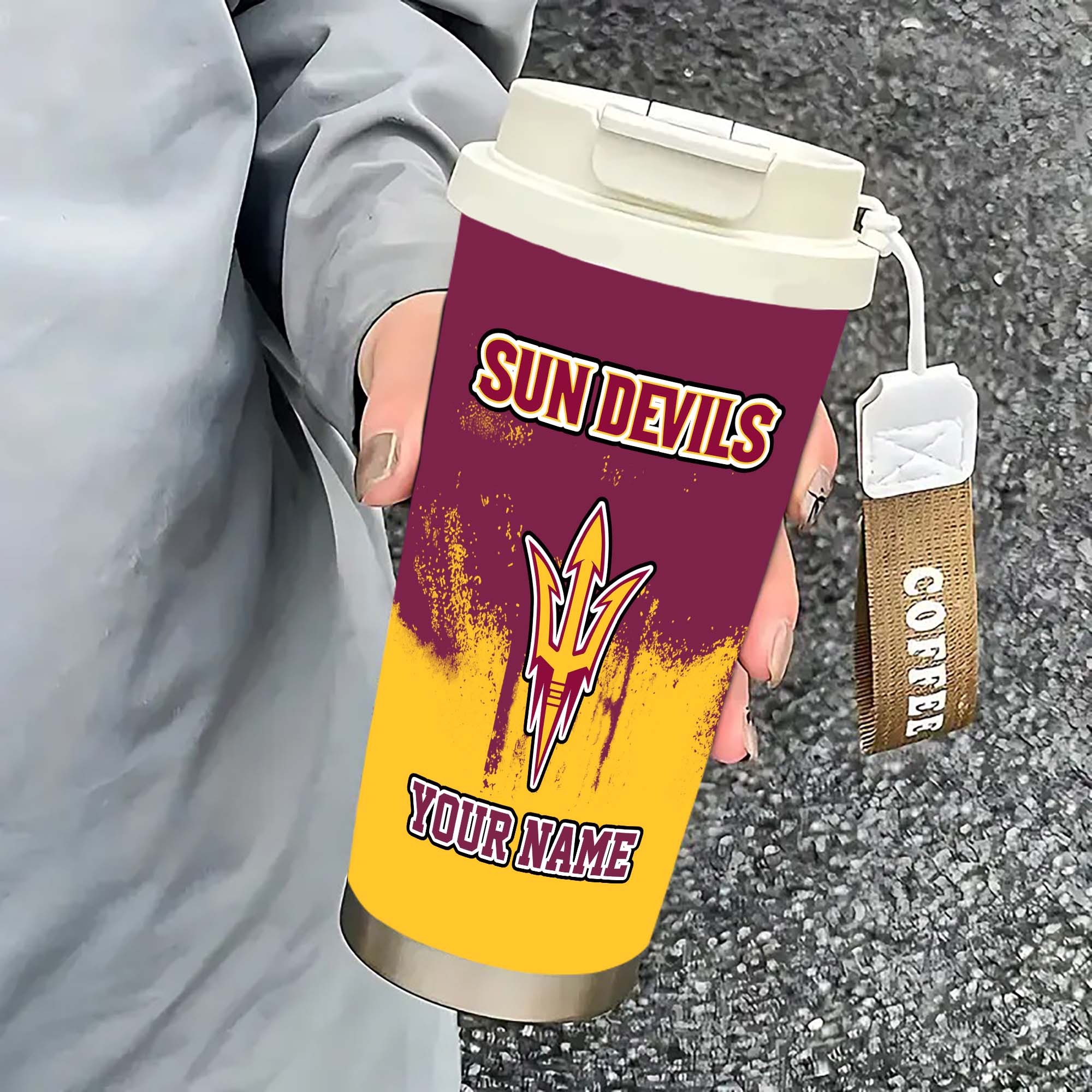 Alternative view of Arizona State Sun Devils Insulated Coffee Mug with Straw and Lid, Portable Coffee Travel Mug for Car, Fan Gifts EHIVM-0211799