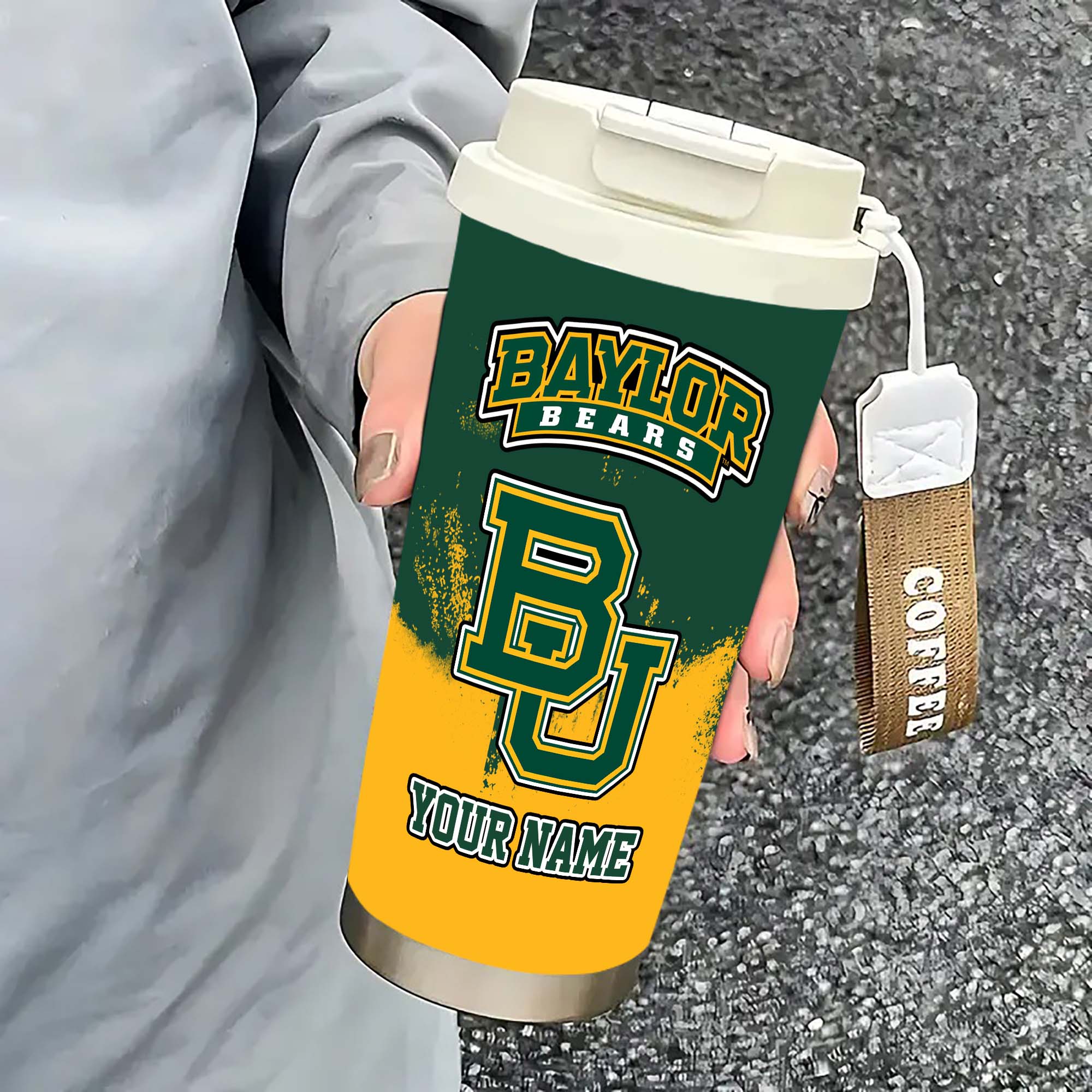 Alternative view of Baylor Bears Insulated Coffee Mug with Straw and Lid, Portable Coffee Travel Mug for Car, Fan Gifts EHIVM-0211799