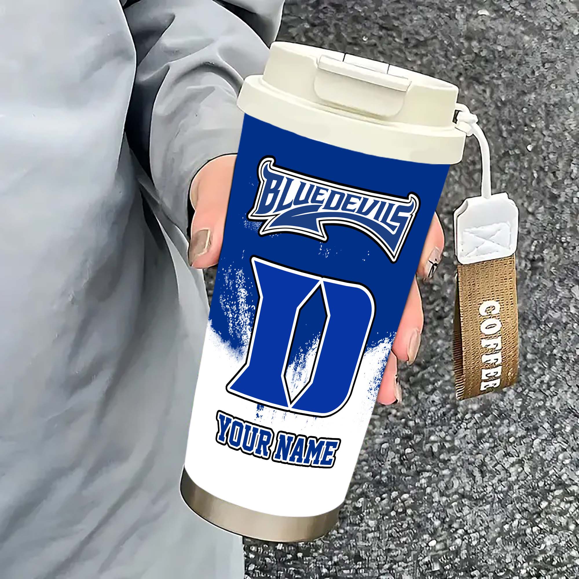 Alternative view of Duke Blue Devils Insulated Coffee Mug with Straw and Lid, Portable Coffee Travel Mug for Car, Fan Gifts EHIVM-0211799