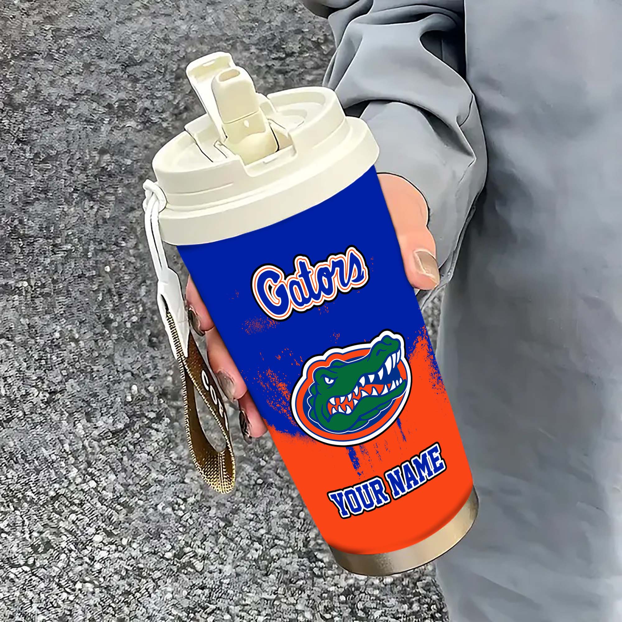 Florida Gators Insulated Coffee Mug with Straw and Lid, Portable Coffee Travel Mug for Car, Fan Gifts EHIVM-0211799