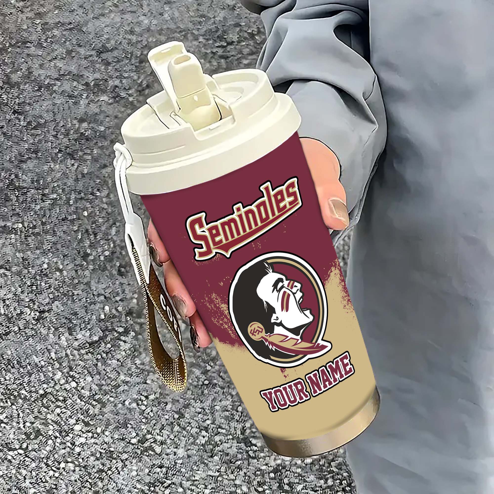 Florida State Seminoles Insulated Coffee Mug with Straw and Lid, Portable Coffee Travel Mug for Car, Fan Gifts EHIVM-0211799