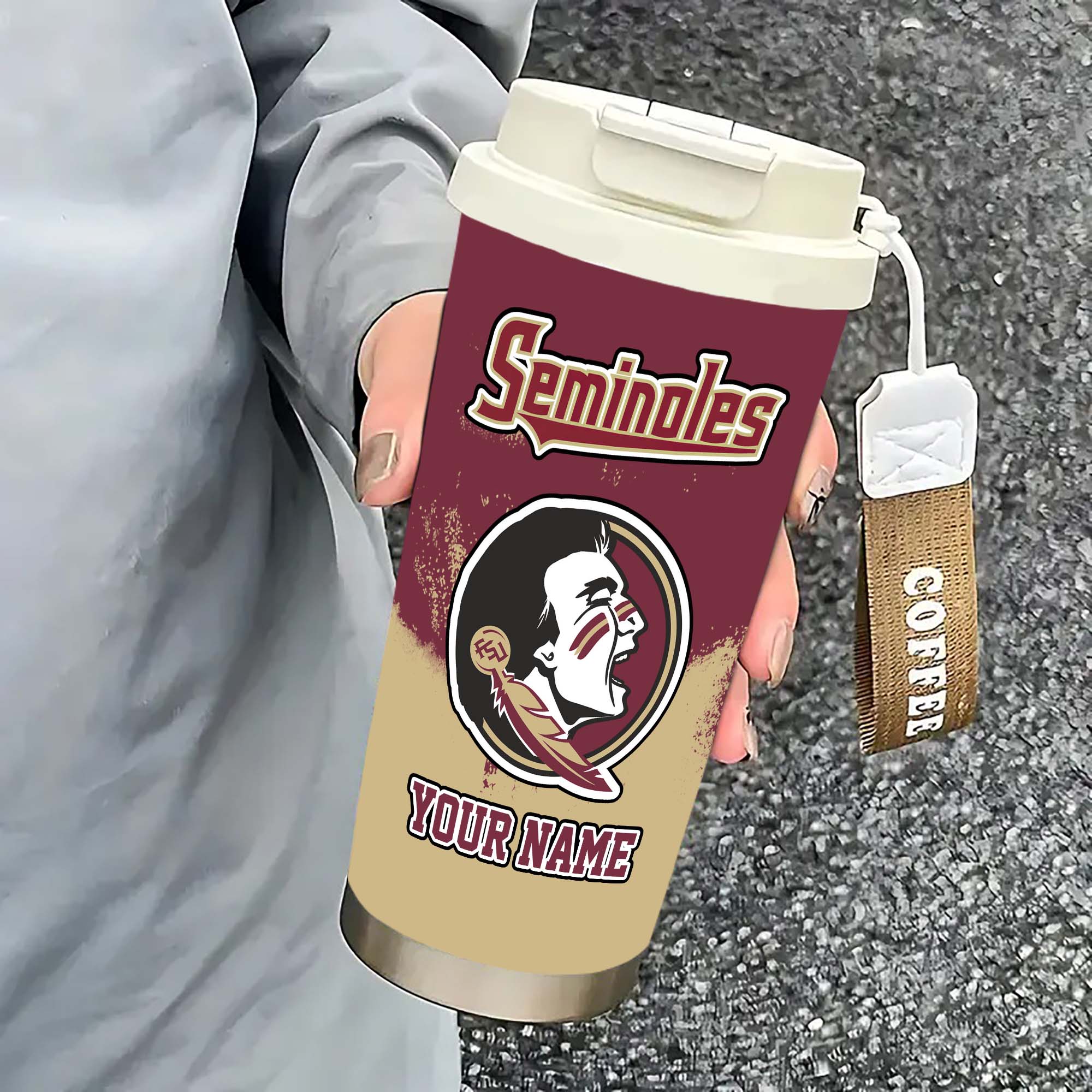 Alternative view of Florida State Seminoles Insulated Coffee Mug with Straw and Lid, Portable Coffee Travel Mug for Car, Fan Gifts EHIVM-0211799