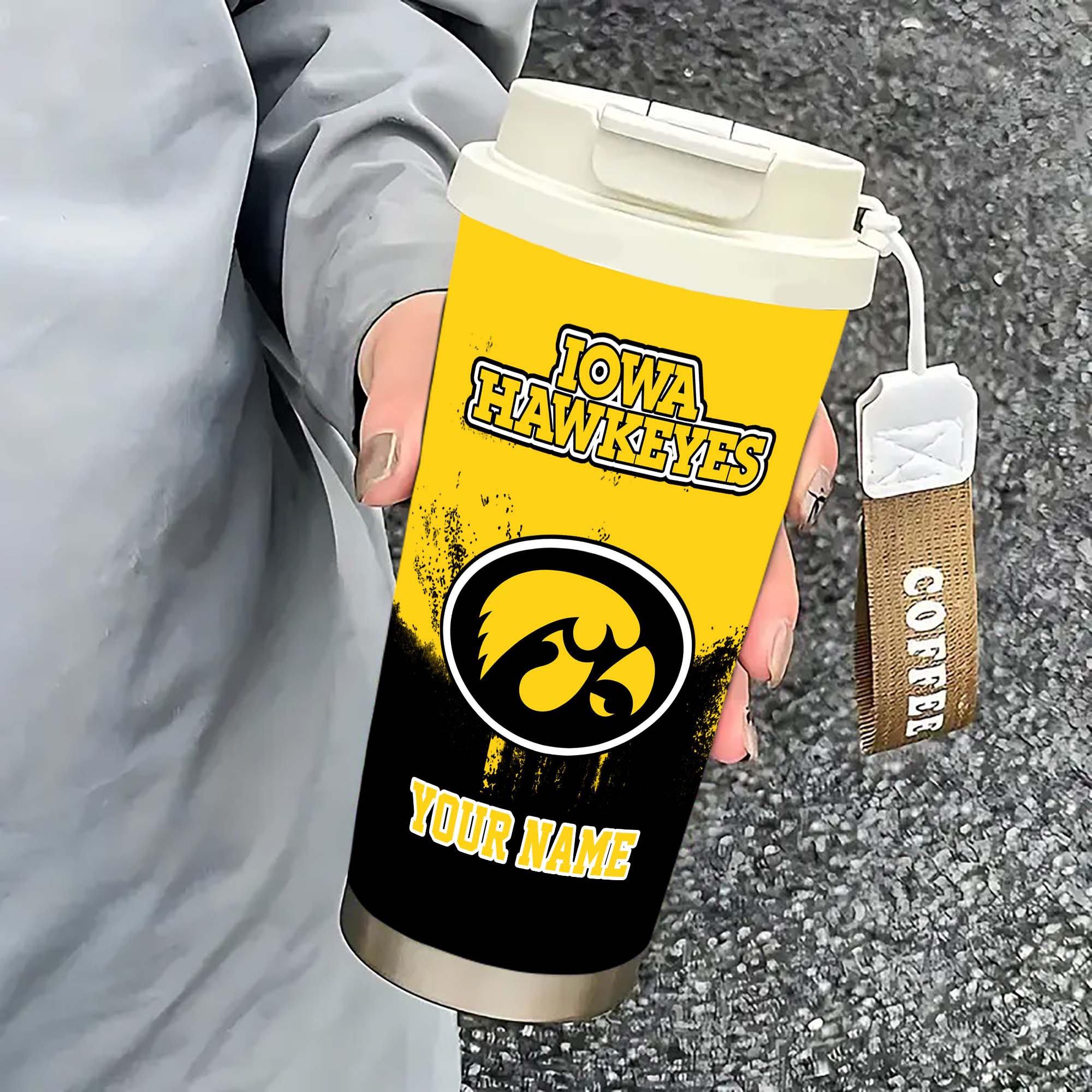 Alternative view of Iowa Hawkeyes Insulated Coffee Mug with Straw and Lid, Portable Coffee Travel Mug for Car, Fan Gifts EHIVM-0211799