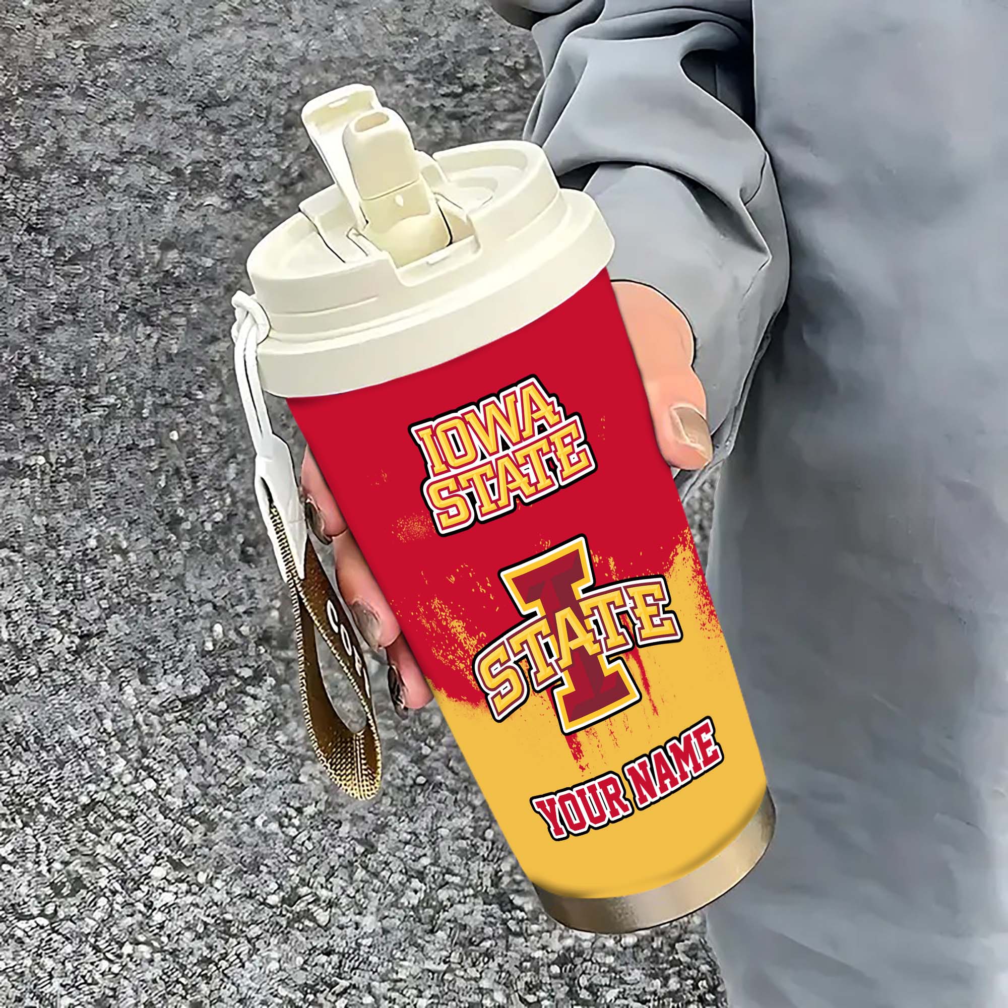 Iowa State Cyclones Insulated Coffee Mug with Straw and Lid, Portable Coffee Travel Mug for Car, Fan Gifts EHIVM-0211799