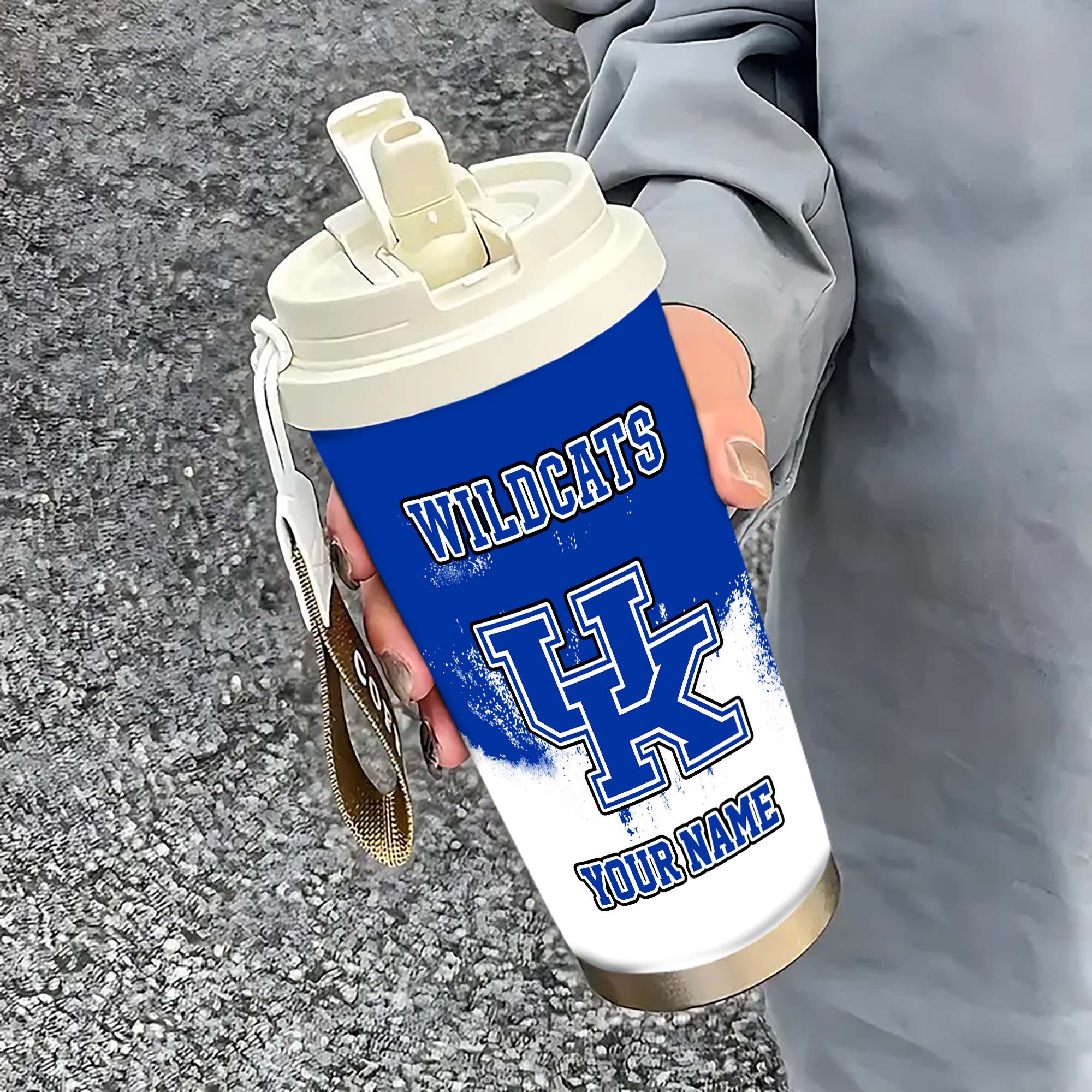 Kentucky Wildcats Insulated Coffee Mug with Straw and Lid, Portable Coffee Travel Mug for Car, Fan Gifts EHIVM-0211799