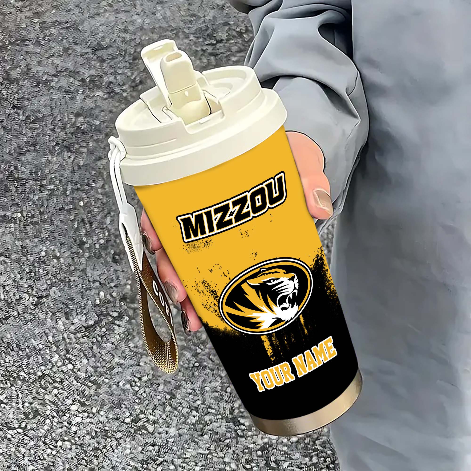 Missouri Tigers Insulated Coffee Mug with Straw and Lid, Portable Coffee Travel Mug for Car, Fan Gifts EHIVM-0211799