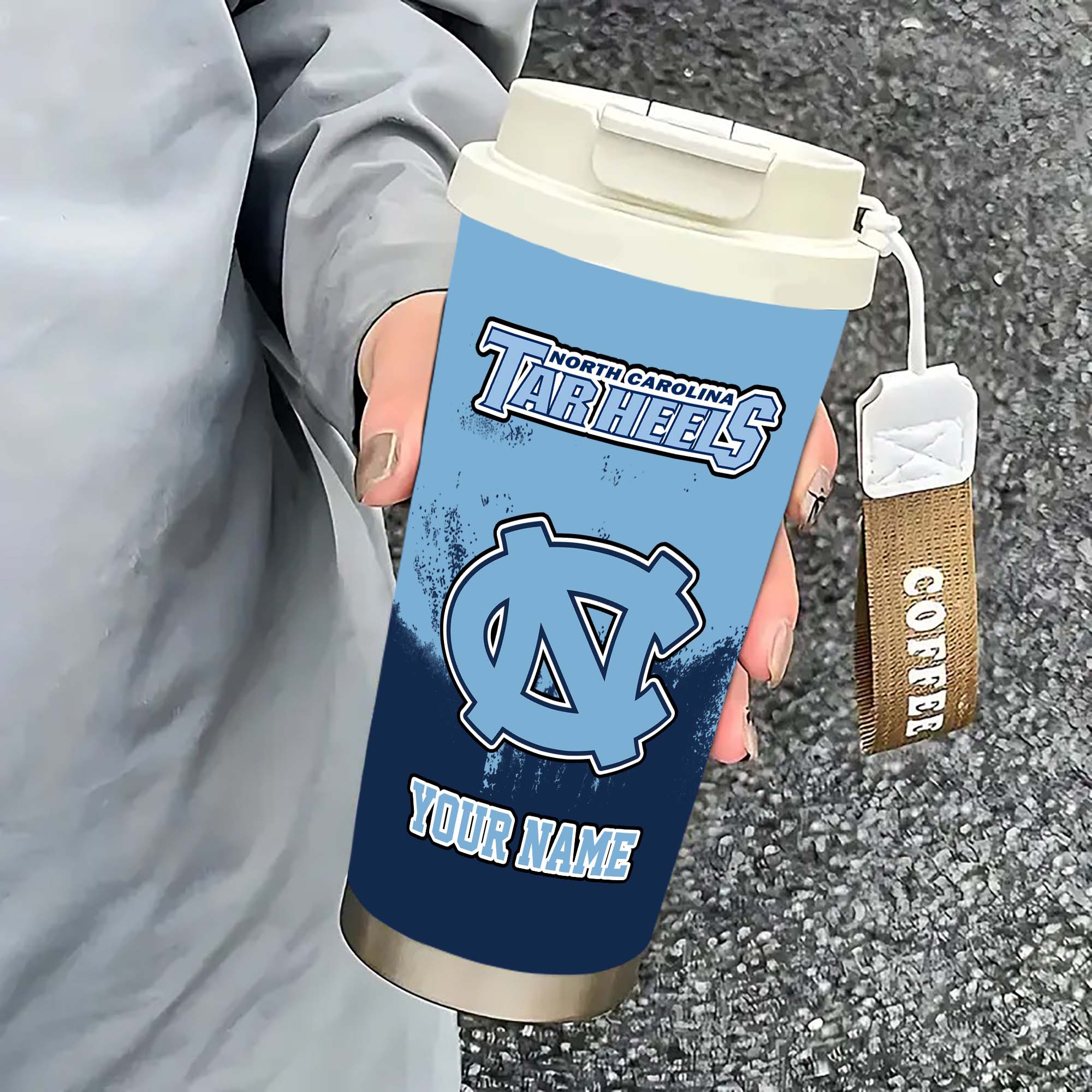 Alternative view of North Carolina Tar Heels Insulated Coffee Mug with Straw and Lid, Portable Coffee Travel Mug for Car, Fan Gifts EHIVM-0211799