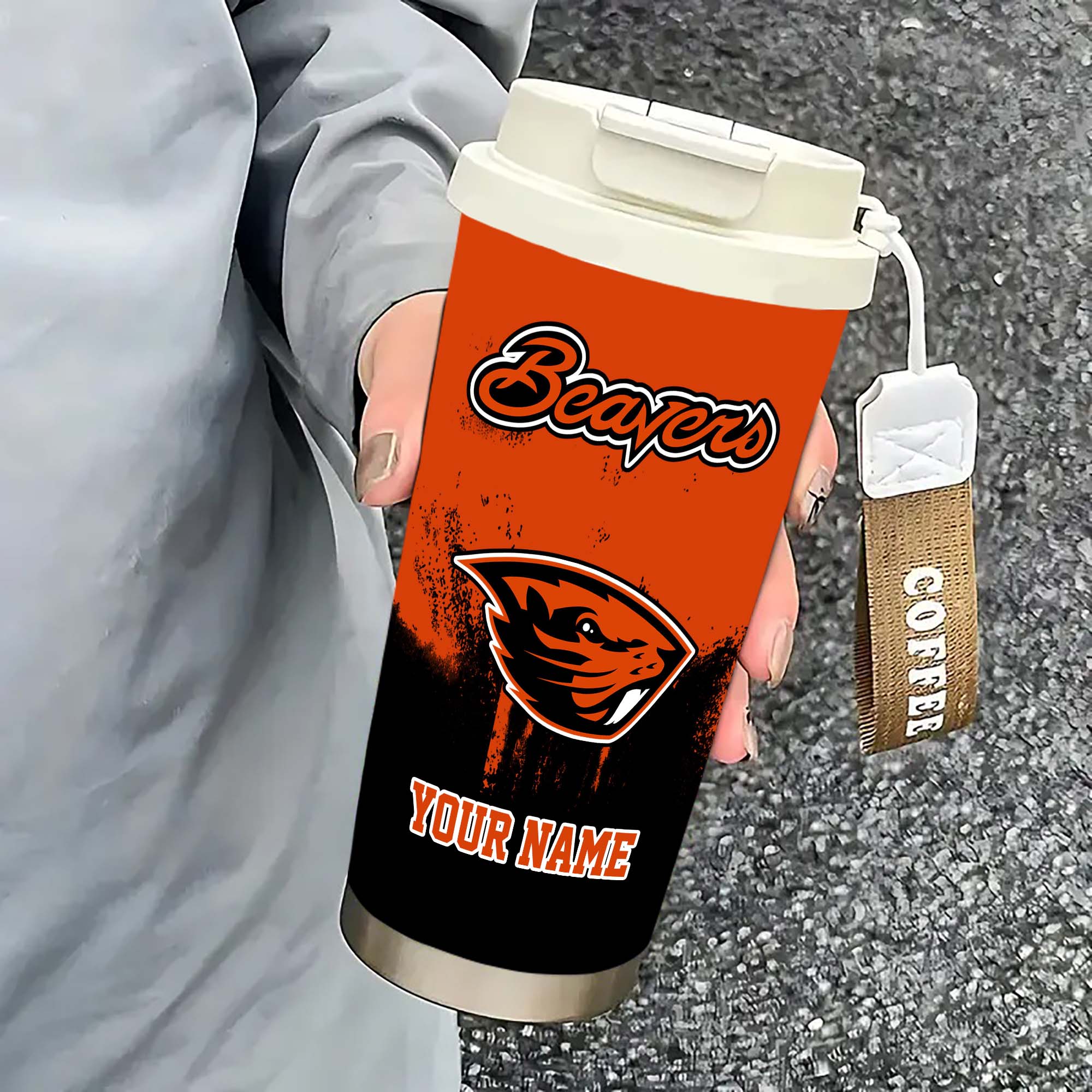 Alternative view of Oregon State Beavers Insulated Coffee Mug with Straw and Lid, Portable Coffee Travel Mug for Car, Fan Gifts EHIVM-0211799