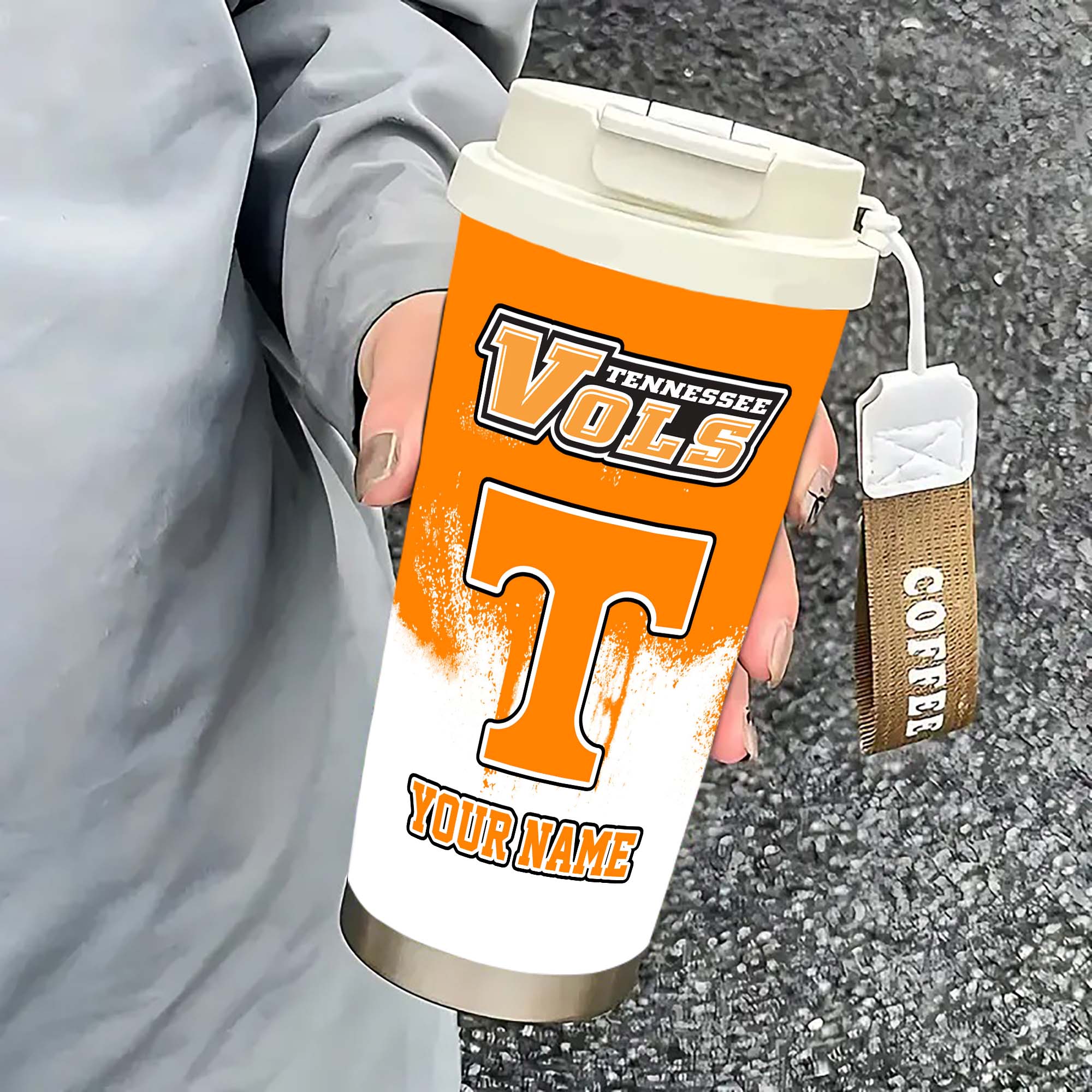Alternative view of Tennessee Volunteers Insulated Coffee Mug with Straw and Lid, Portable Coffee Travel Mug for Car, Fan Gifts EHIVM-0211799