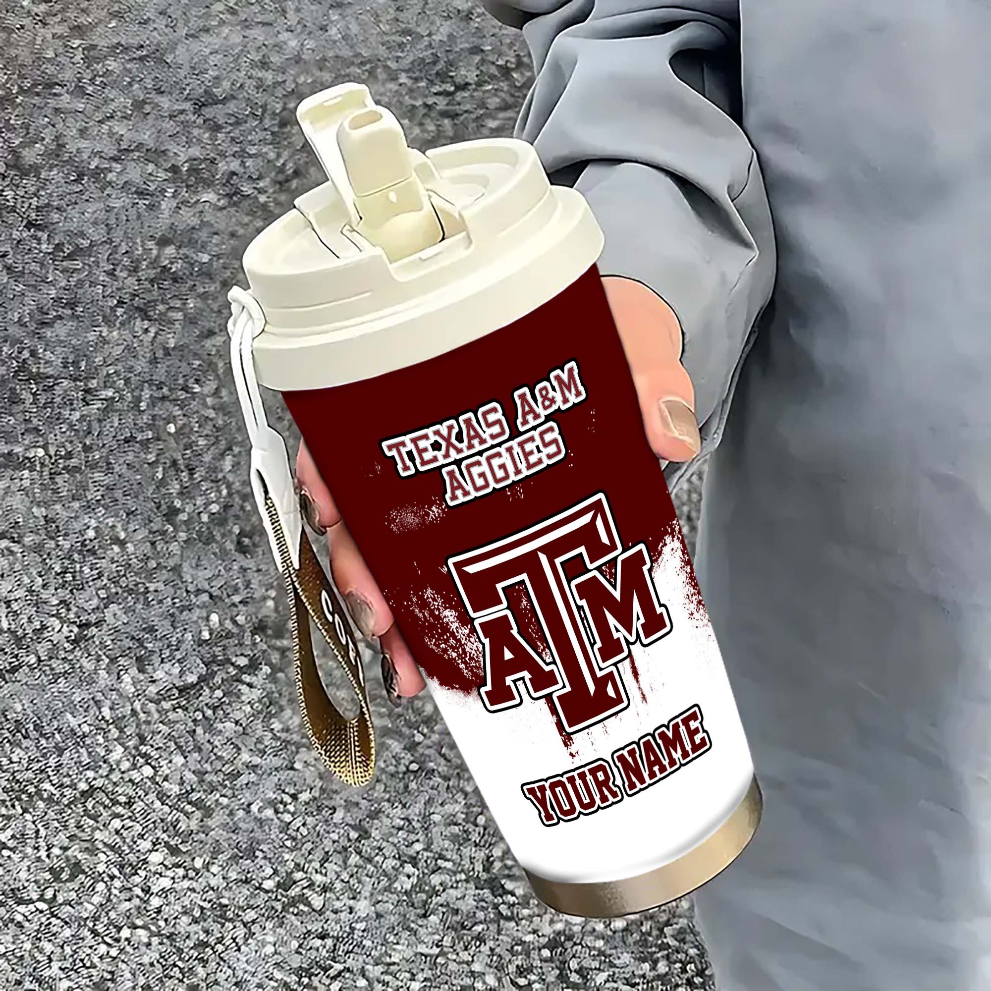 Texas A&M Aggies Insulated Coffee Mug with Straw and Lid, Portable Coffee Travel Mug for Car, Fan Gifts EHIVM-0211799