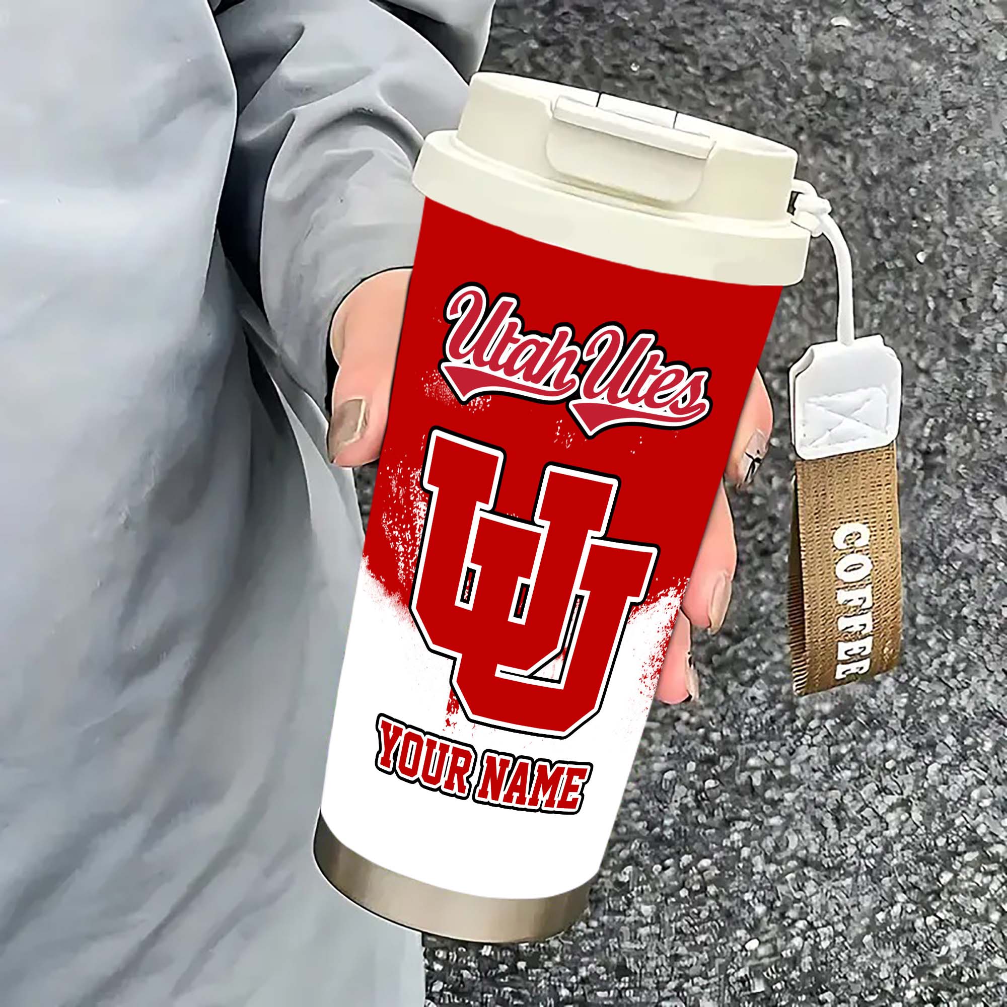 Alternative view of Utah Utes Insulated Coffee Mug with Straw and Lid, Portable Coffee Travel Mug for Car, Fan Gifts EHIVM-0211799