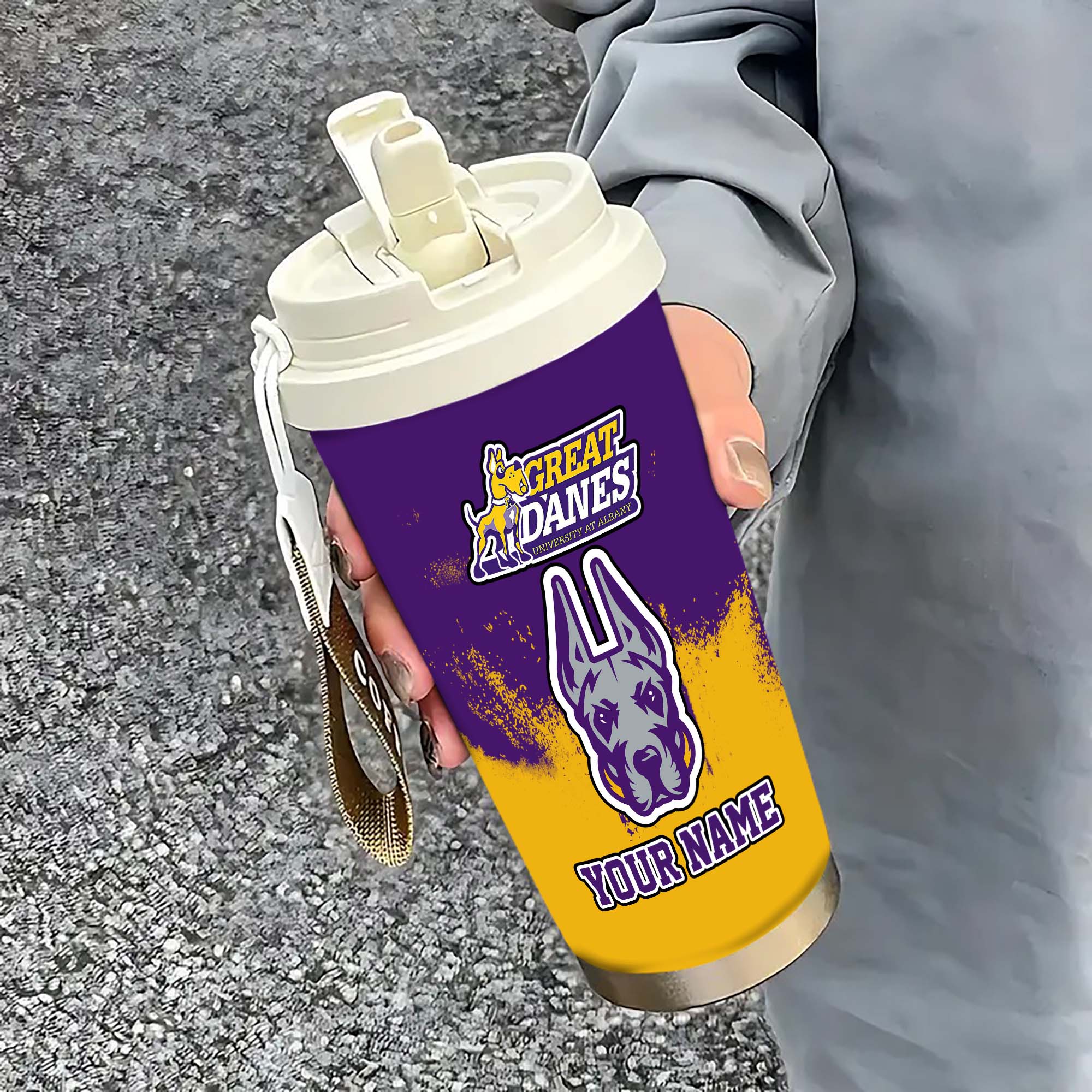 Albany Great Danes Insulated Coffee Mug with Straw and Lid, Portable Coffee Travel Mug for Car, Fan Gifts EHIVM-0211799
