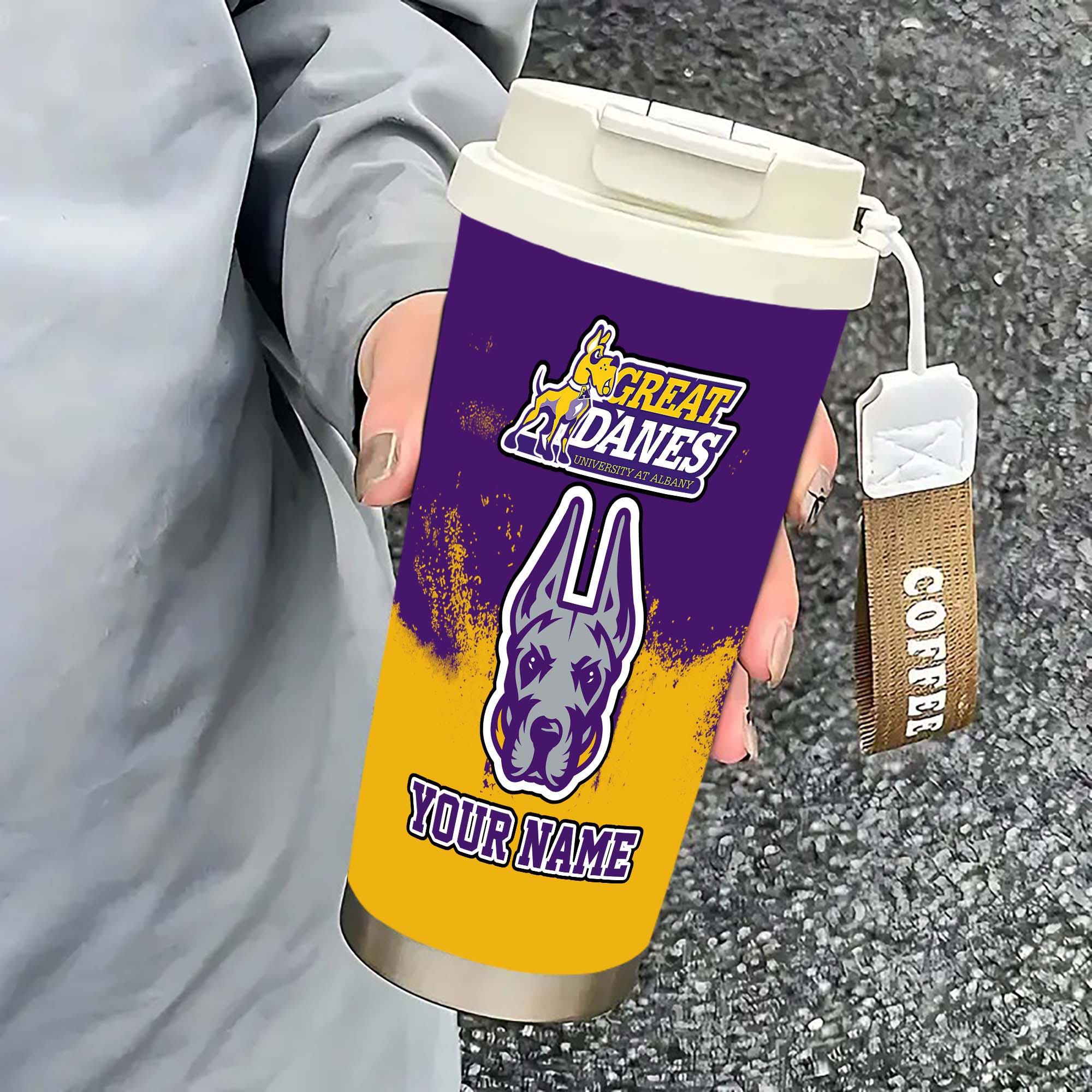 Alternative view of Albany Great Danes Insulated Coffee Mug with Straw and Lid, Portable Coffee Travel Mug for Car, Fan Gifts EHIVM-0211799