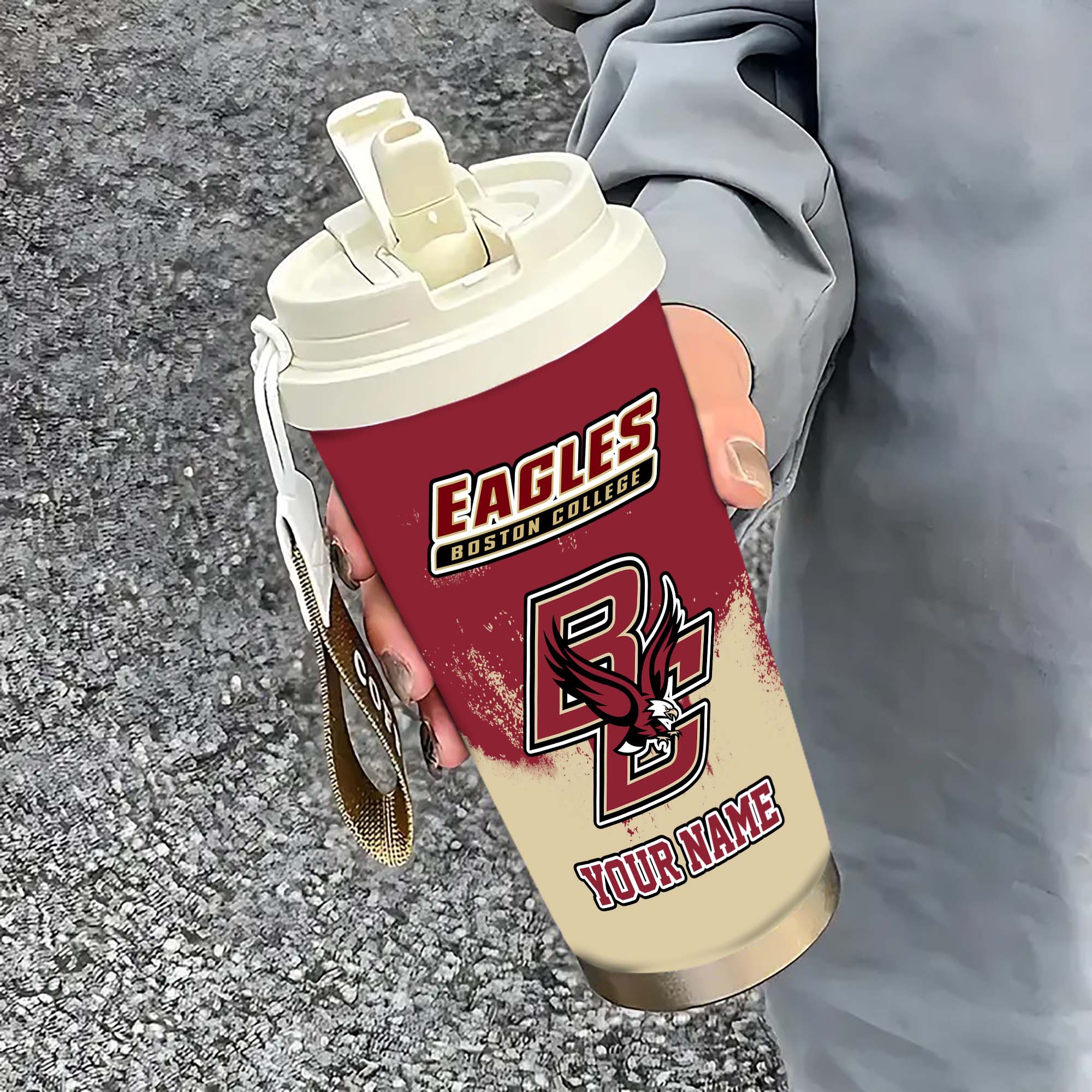 Boston College Eagles Insulated Coffee Mug with Straw and Lid, Portable Coffee Travel Mug for Car, Fan Gifts EHIVM-0211799