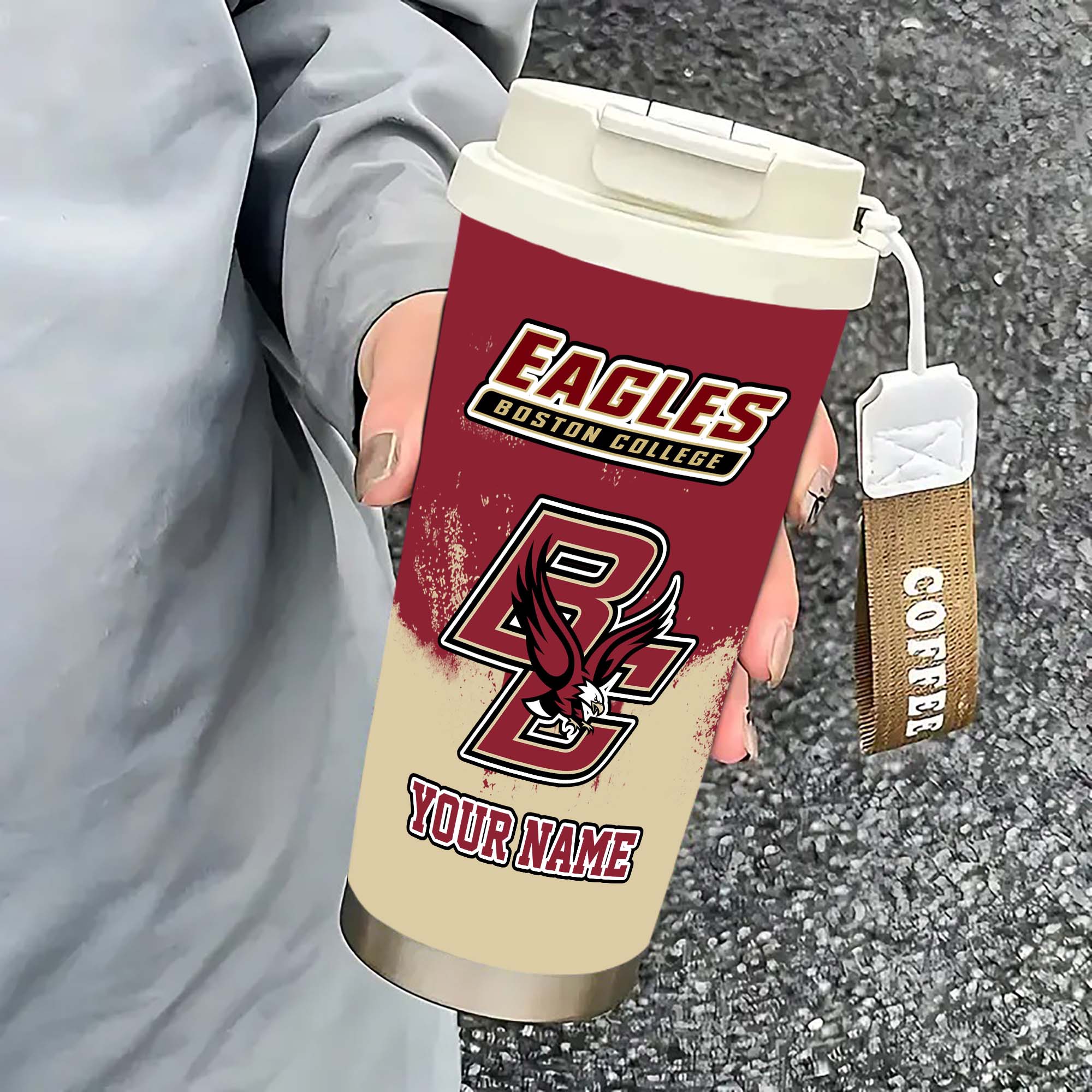 Alternative view of Boston College Eagles Insulated Coffee Mug with Straw and Lid, Portable Coffee Travel Mug for Car, Fan Gifts EHIVM-0211799